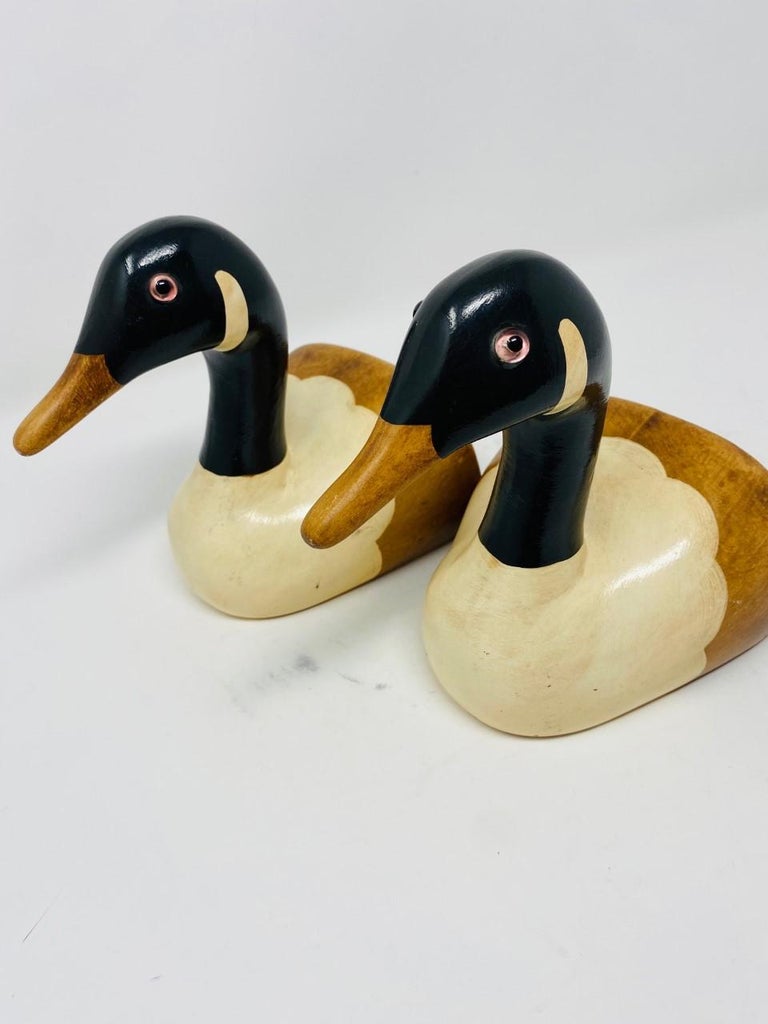 Vintage Wooden Duck Bookends by N.S. Gustin Co 6