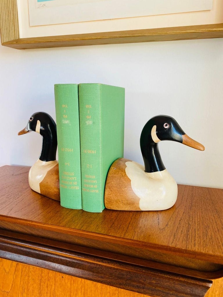 Mid-Century Modern Vintage Wooden Duck Bookends by N.S. Gustin Co