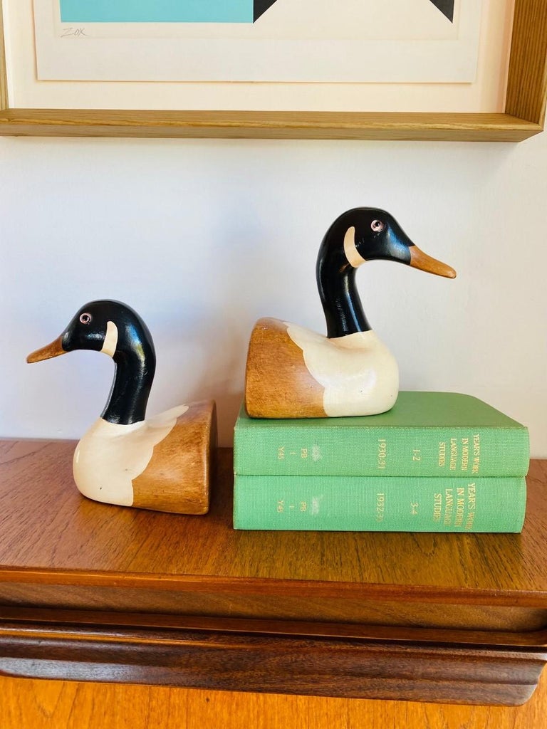 American Vintage Wooden Duck Bookends by N.S. Gustin Co