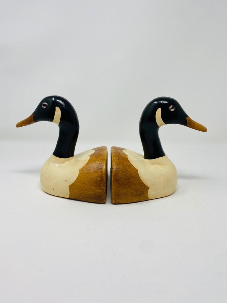 Vintage Wooden Duck Bookends by N.S. Gustin Co 2