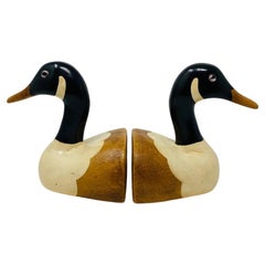 Vintage Wooden Duck Bookends by N.S. Gustin Co