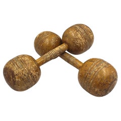 Antique Wooden Dumbell Set