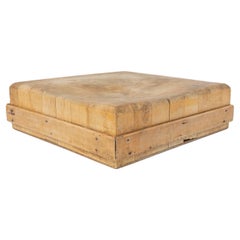 Vintage Wooden End Grain Butchers Block Chopping Board, Early-Mid 20th Century