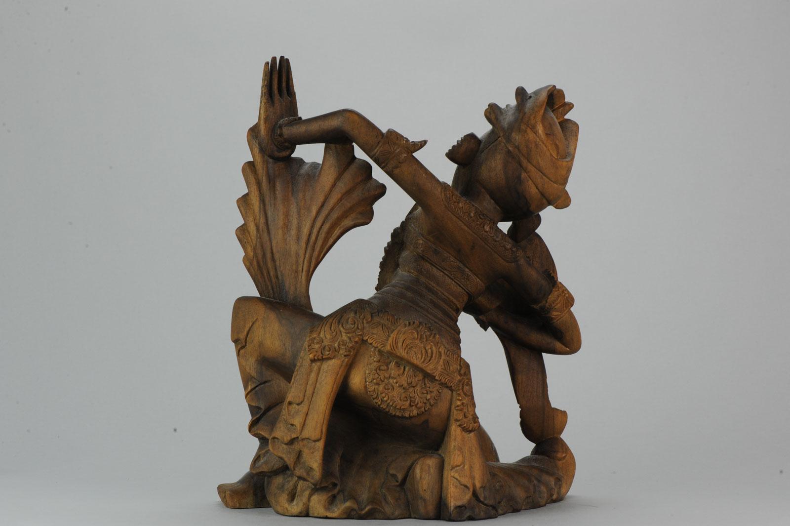 Chinese Vintage Wooden Figure Bali Indonesia Statue Wood For Sale