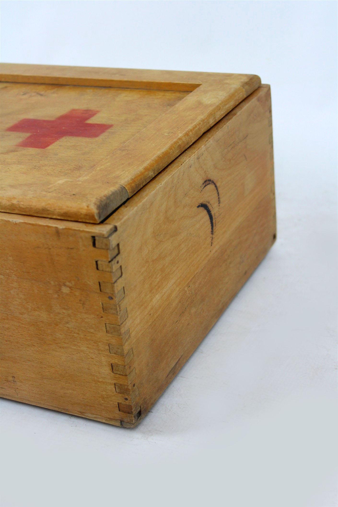 Vintage Wooden First Aid Cabinet, 1950s 3