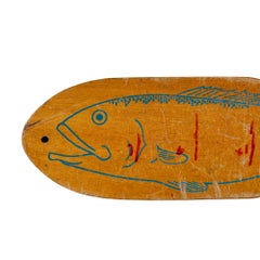 Vintage Wooden Fish Filleting Board with Metal Clamp – Nautical Folk Art