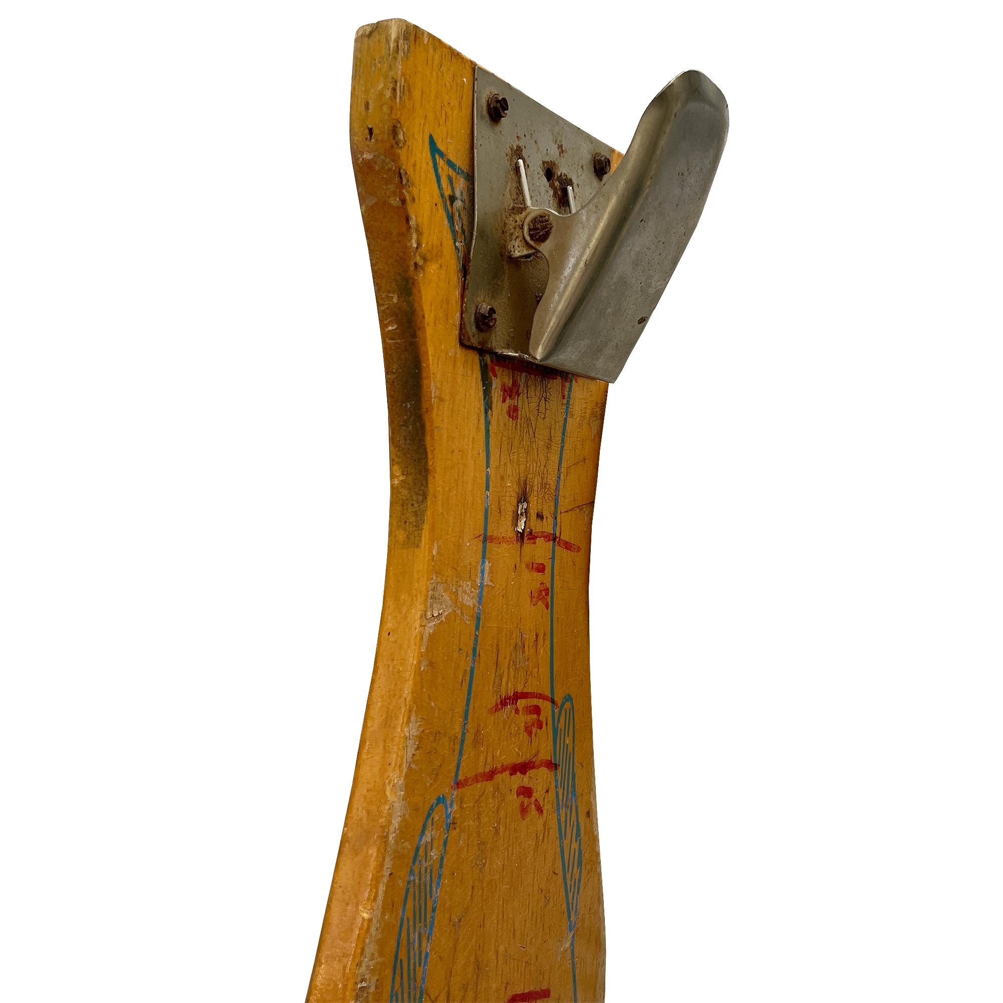 Mid-20th Century Vintage Wooden Fish Filleting Board with Metal Clamp – Nautical Folk Art For Sale