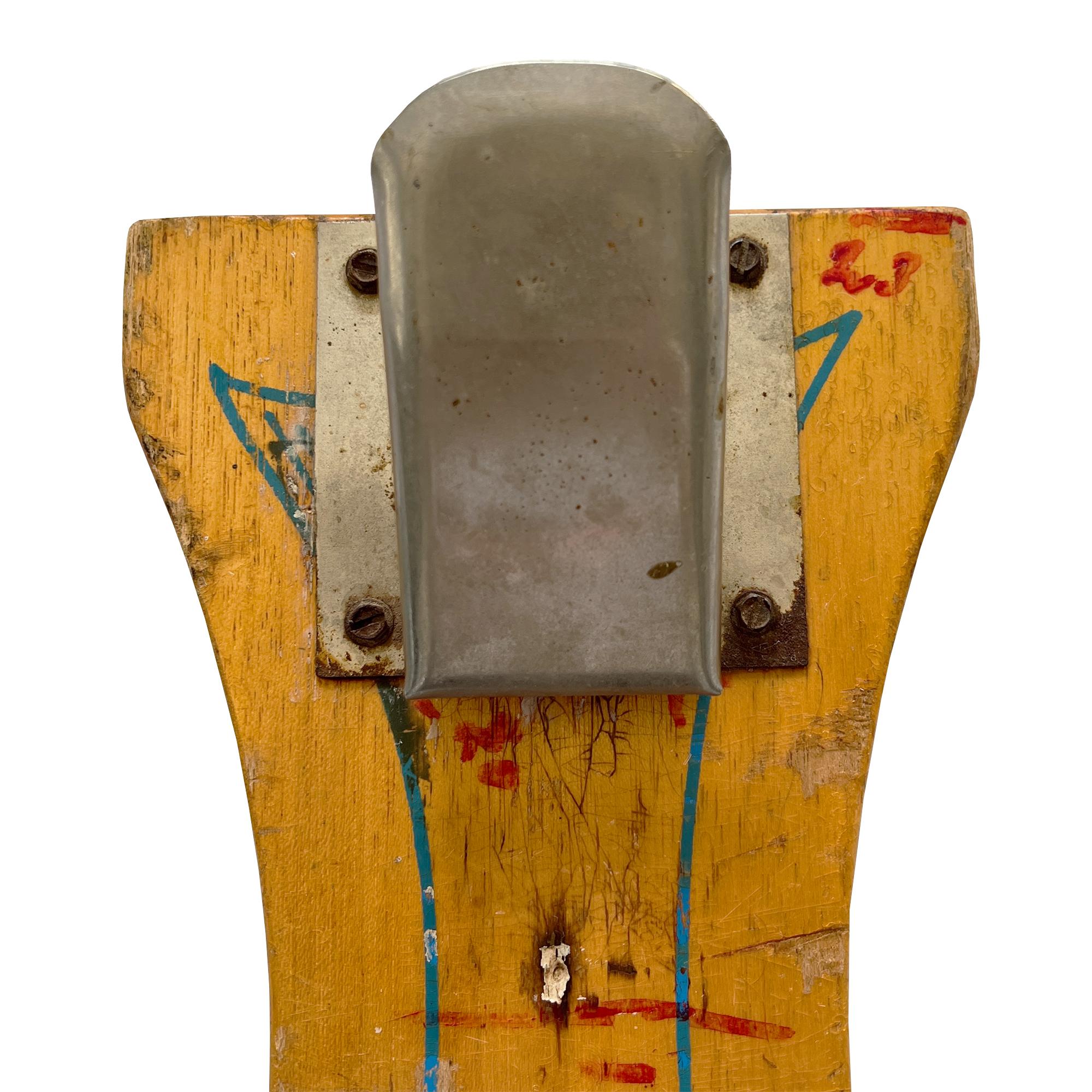 Vintage Wooden Fish Filleting Board with Metal Clamp – Nautical Folk Art For Sale 1