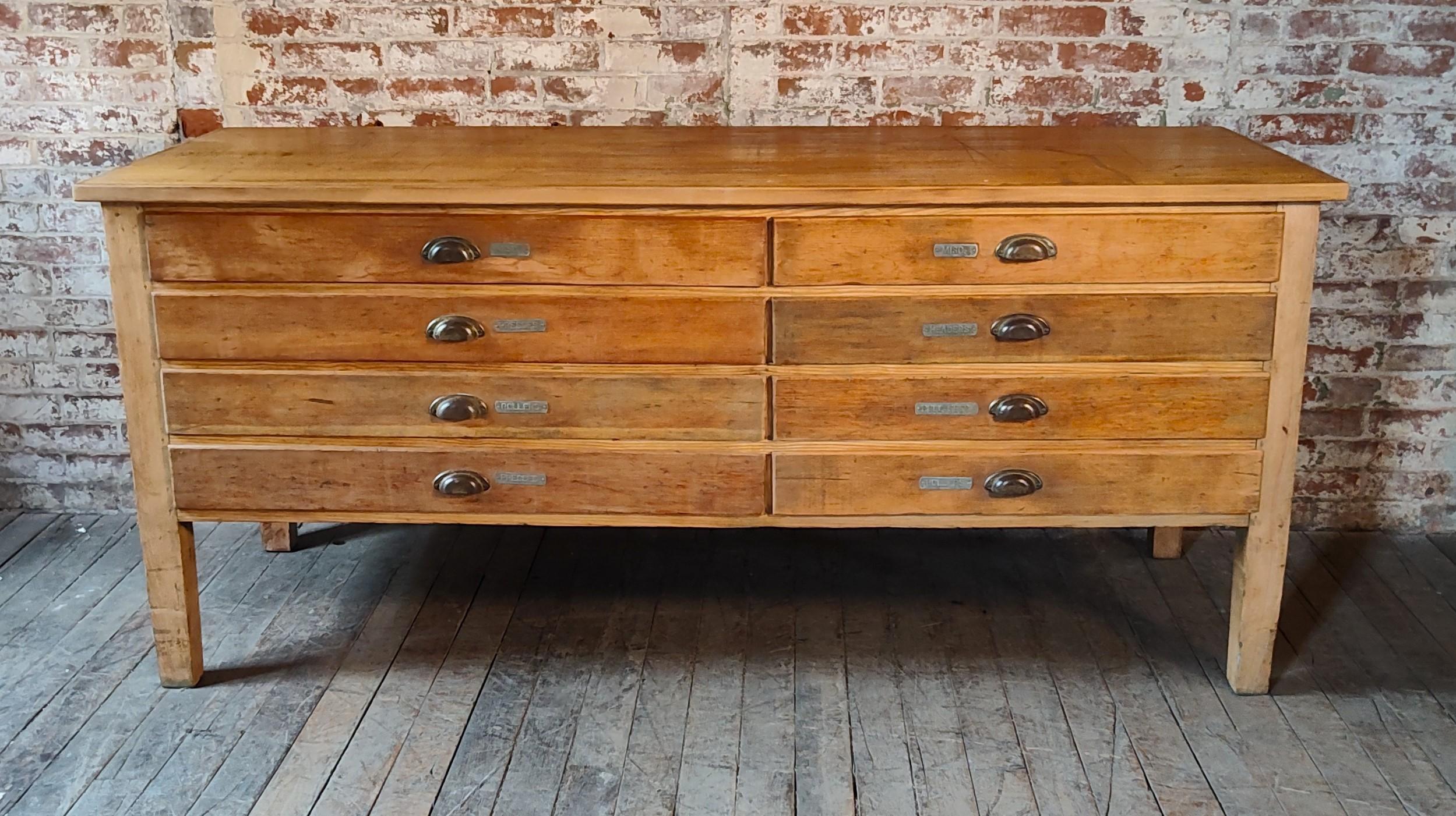 American Vintage Wooden Flat File Cabinet