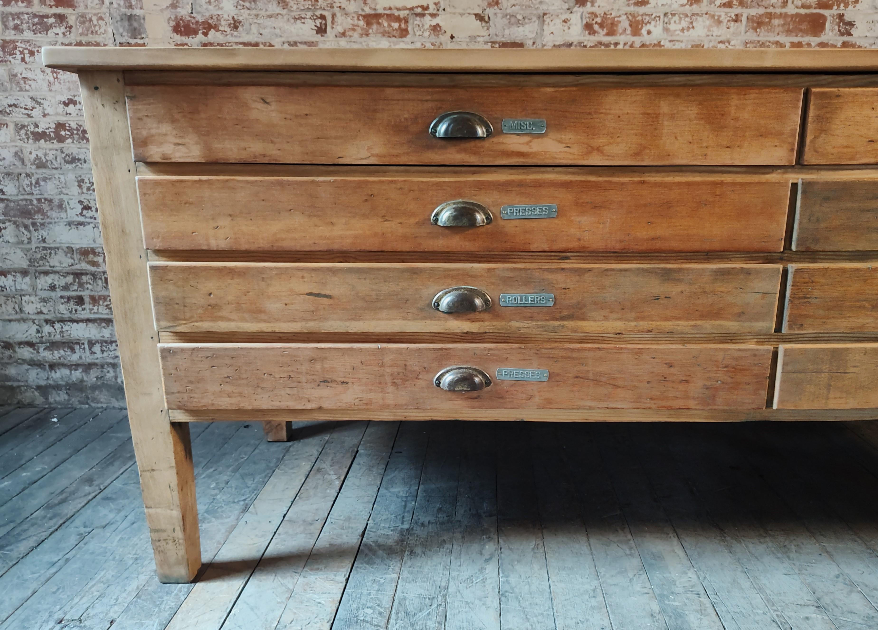 Vintage Wooden Flat File Cabinet 4