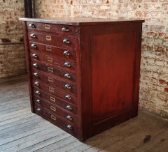 Vintage Wooden Flat File with 10 Drawers