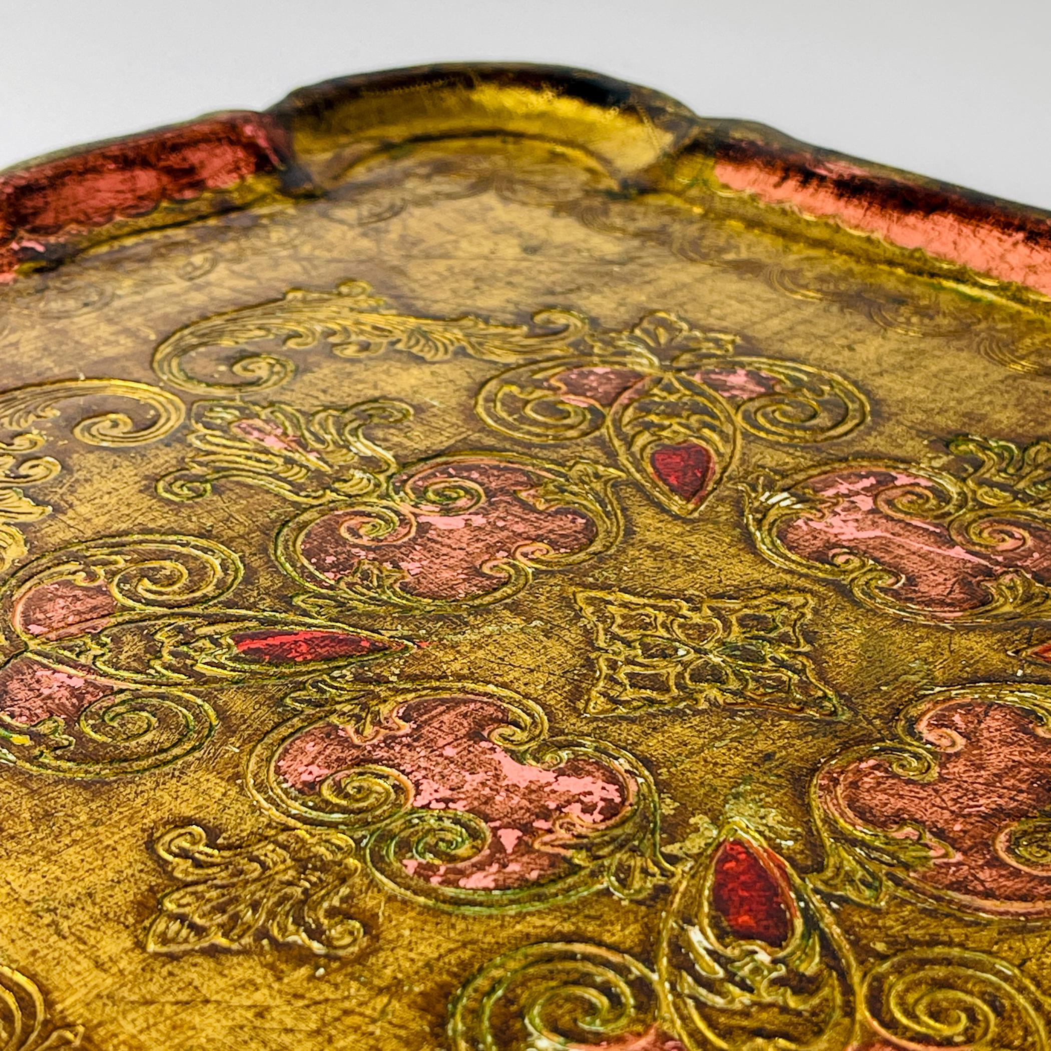 Vintage Wooden Florentine Gilt Tray, Italy 1960s 4