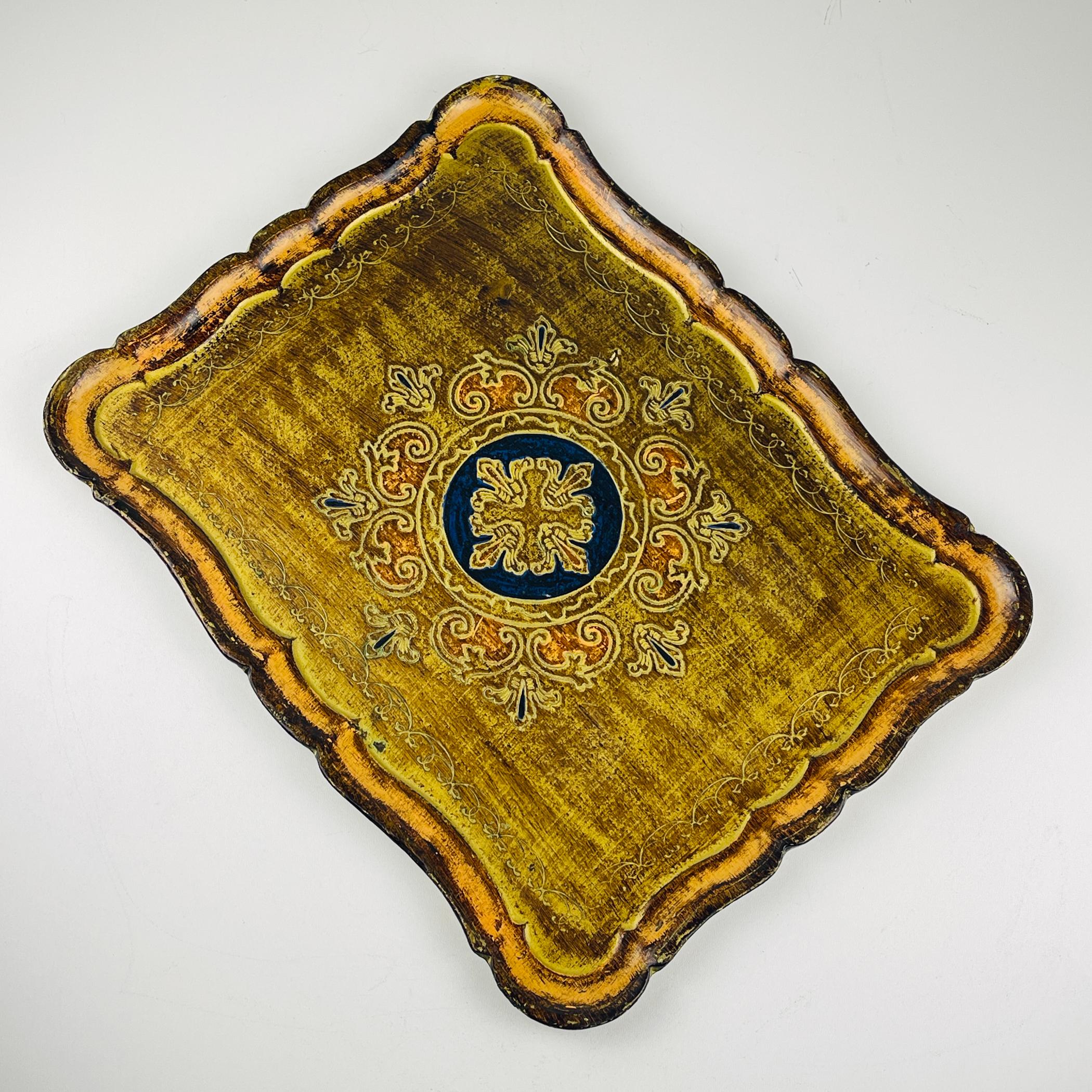 Vintage Wooden Florentine Gilt Tray, Italy 1960s 4