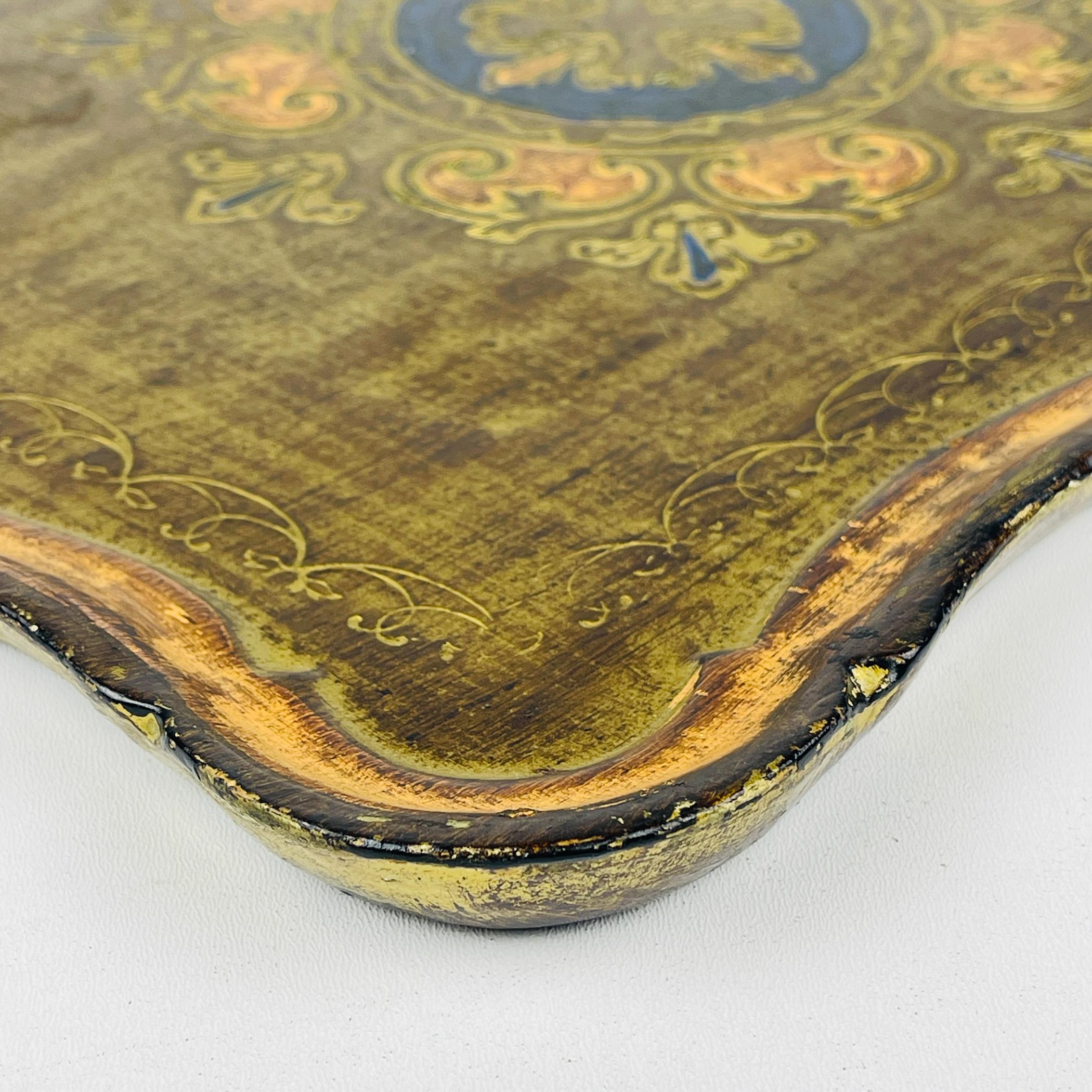 Vintage Wooden Florentine Gilt Tray, Italy 1960s 6