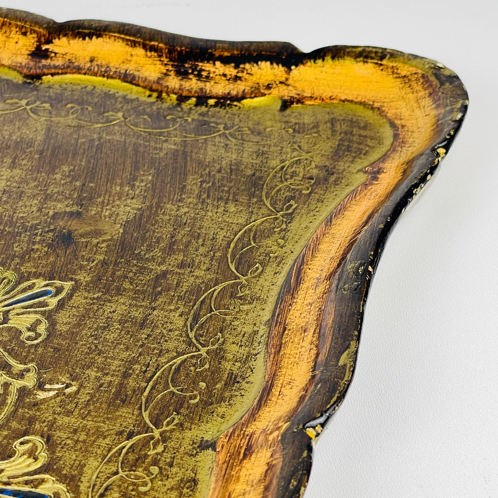 Vintage Wooden Florentine Gilt Tray, Italy 1960s 7