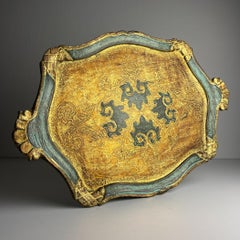 Vintage Wooden Florentine Gilt Tray, Italy 1960s