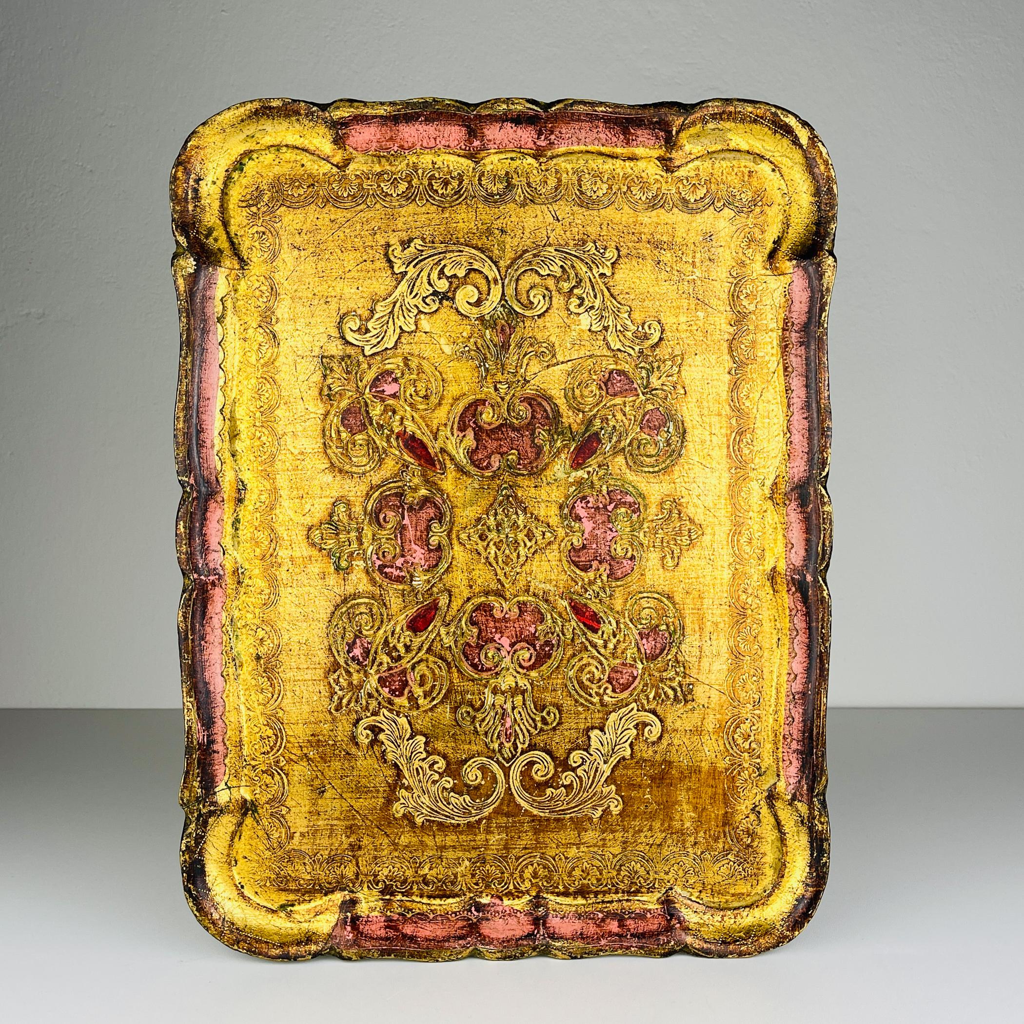 20th Century Vintage Wooden Florentine Gilt Tray, Italy 1960s