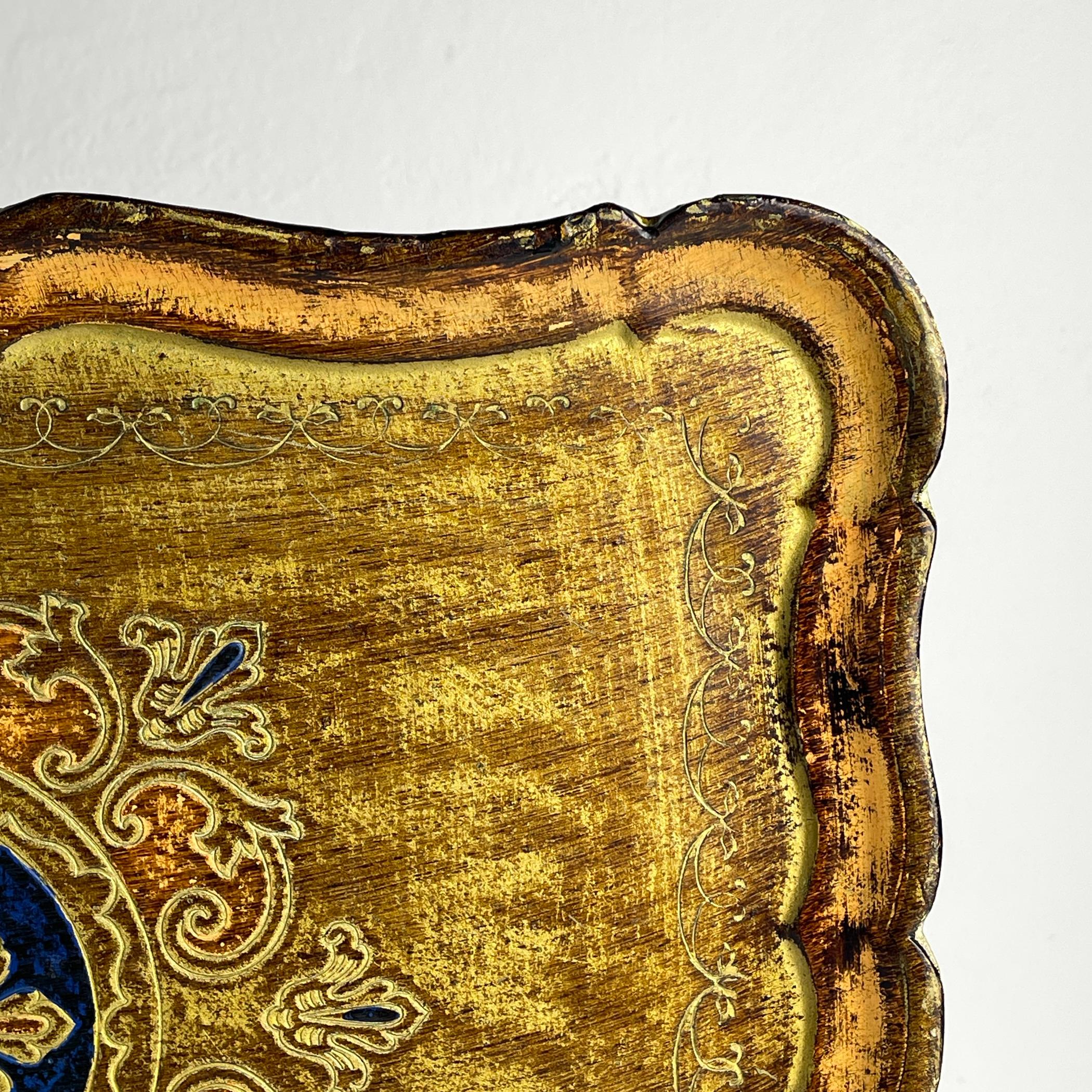 20th Century Vintage Wooden Florentine Gilt Tray, Italy 1960s