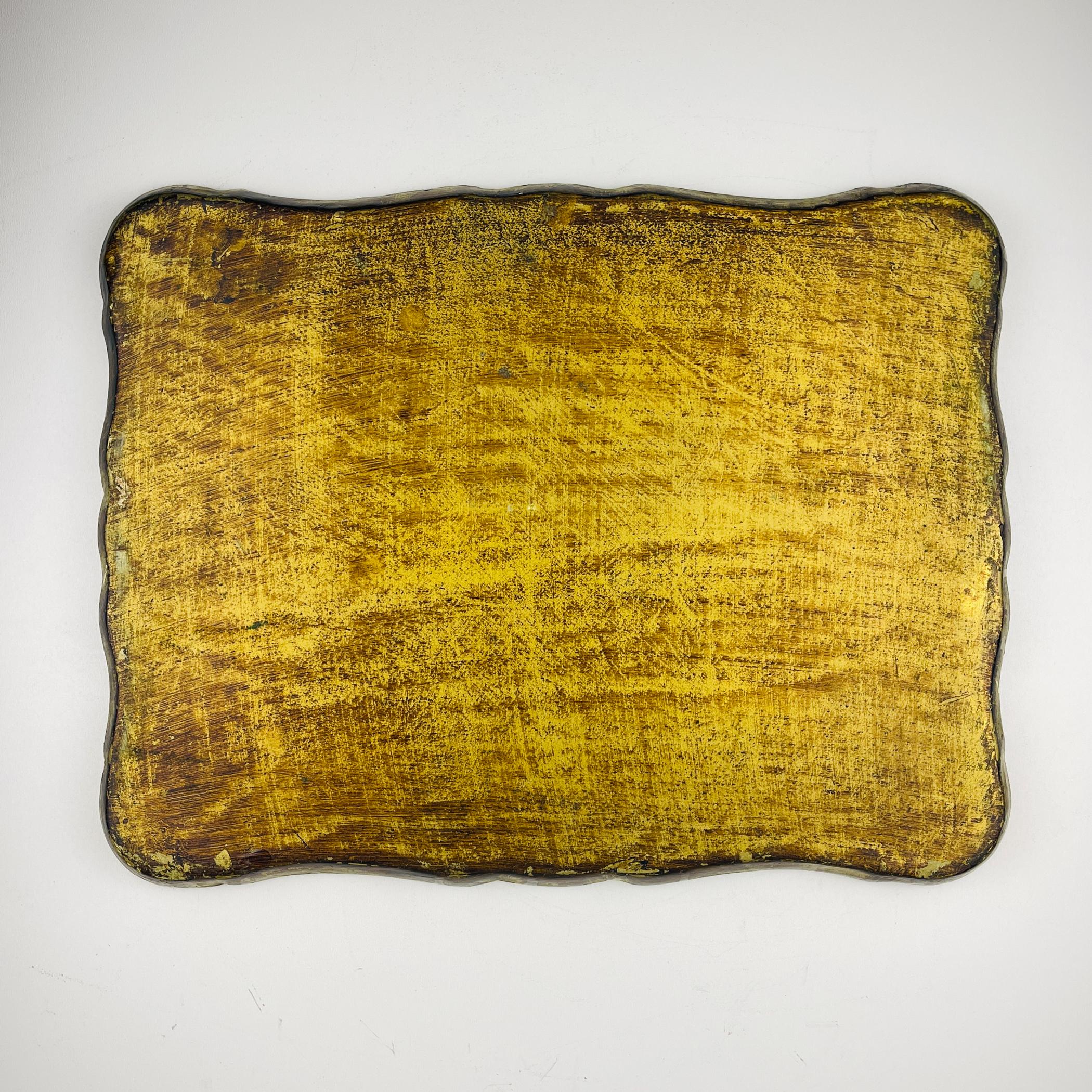 Vintage Wooden Florentine Gilt Tray, Italy 1960s 1