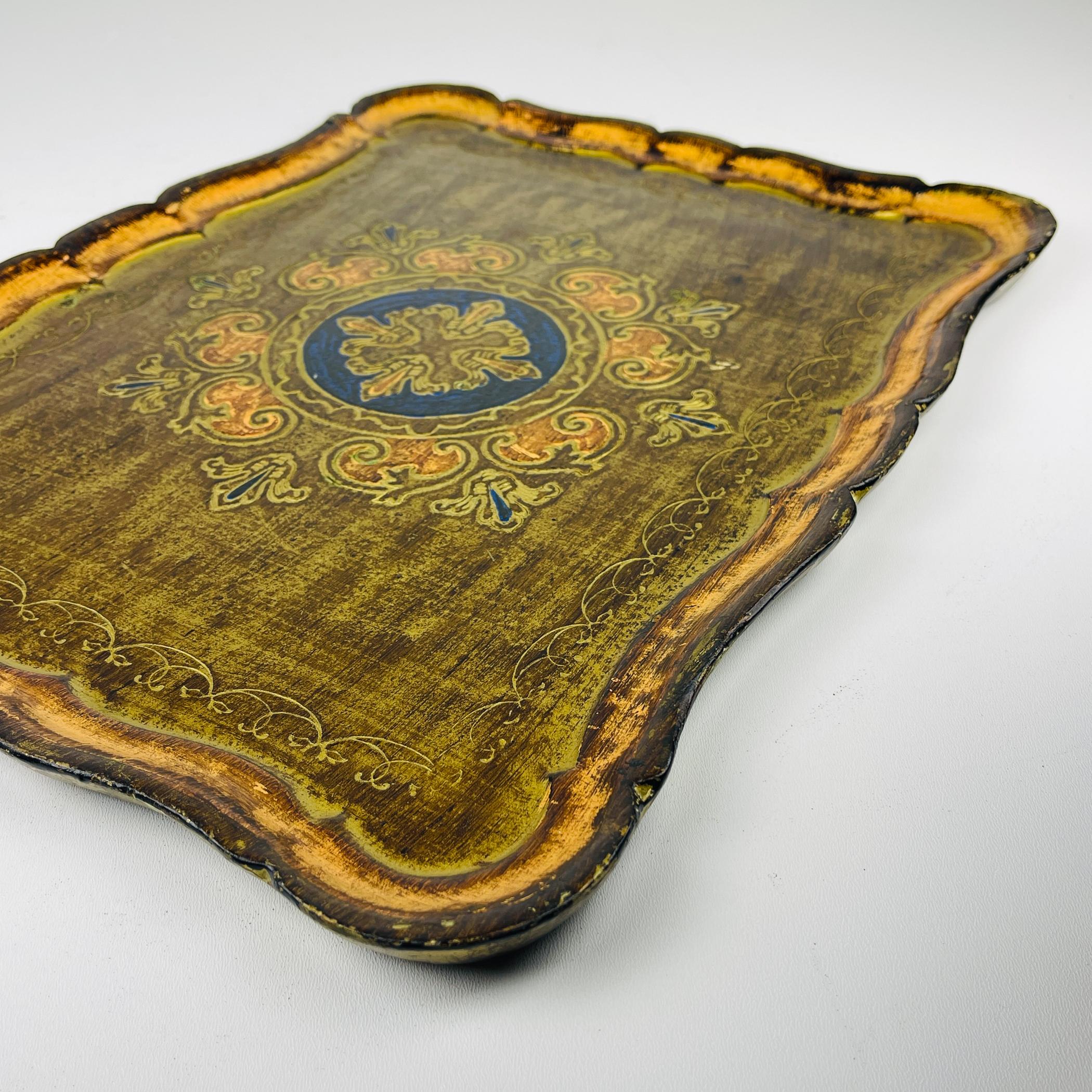 Vintage Wooden Florentine Gilt Tray, Italy 1960s 2