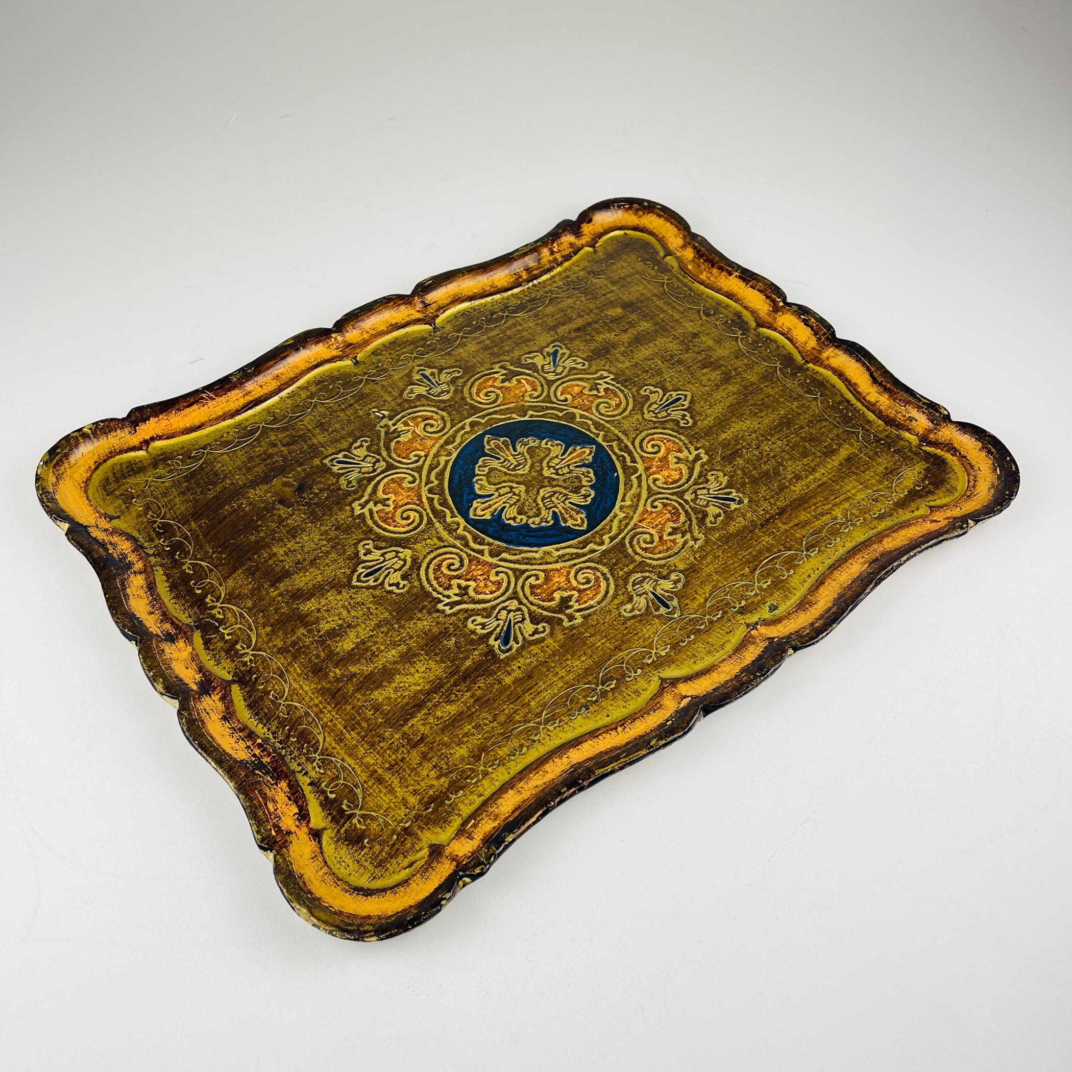 Vintage Wooden Florentine Gilt Tray, Italy 1960s 3