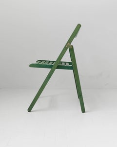 Vintage Wooden Folding Chair by Realpina Italy in Green Finish, 1970s