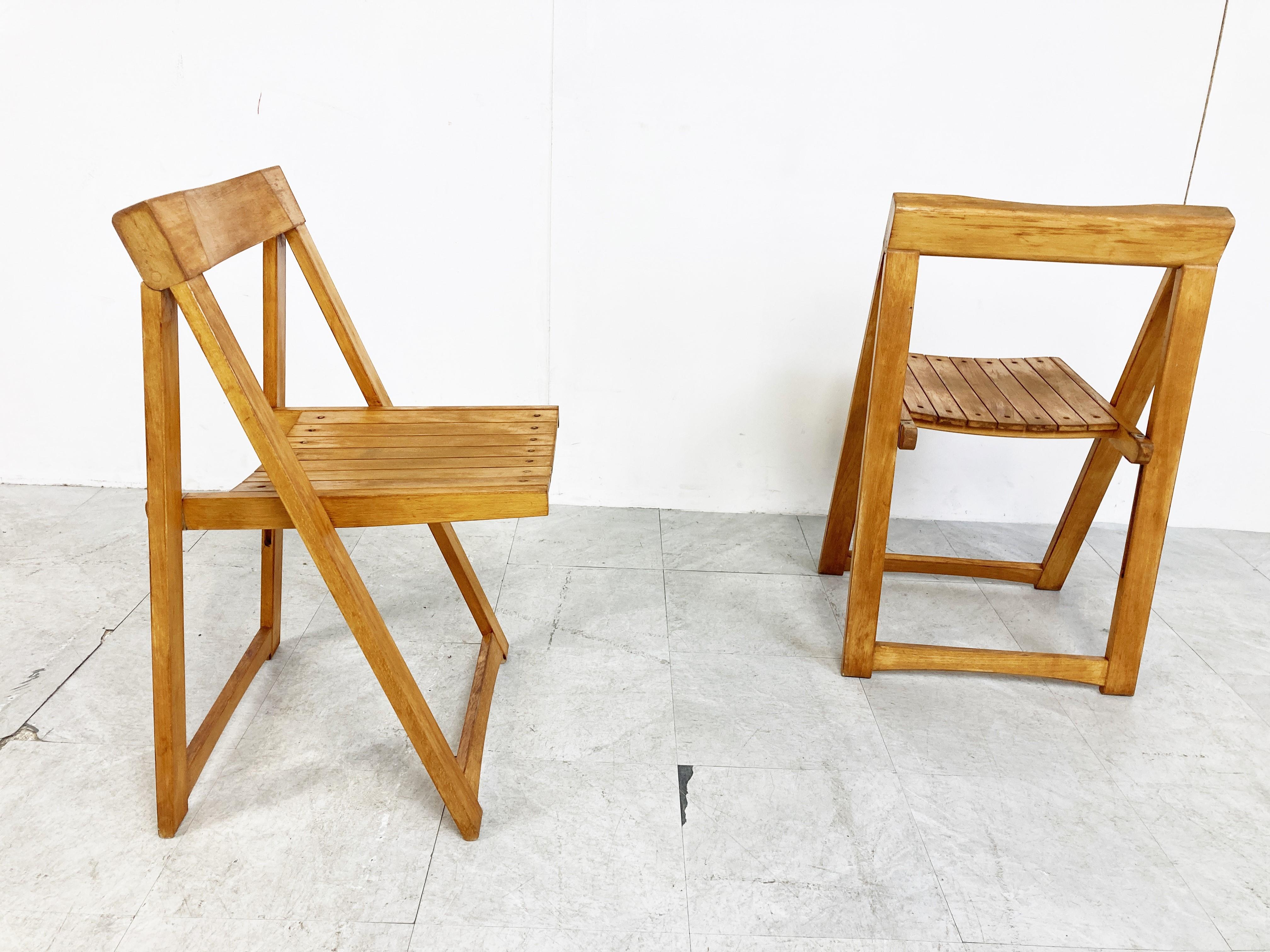 Vintage Wooden Folding Chairs, 1960s For Sale 3