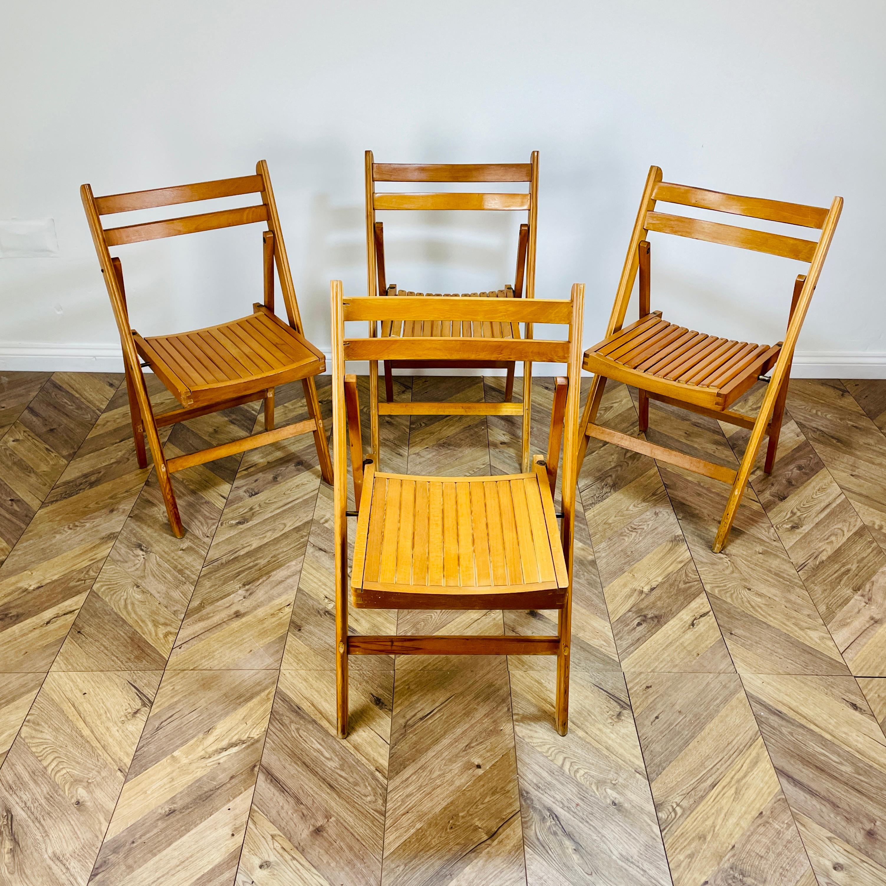vintage folding wooden chairs