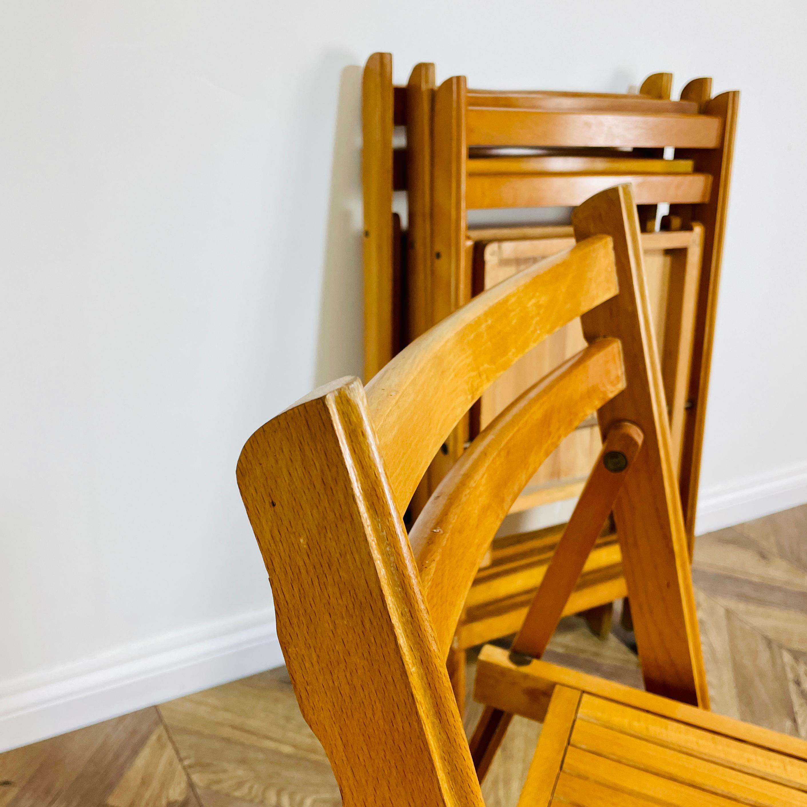 Vintage Wooden Folding Chairs by Centa, Set of 4, 1960s In Good Condition In Ely, GB