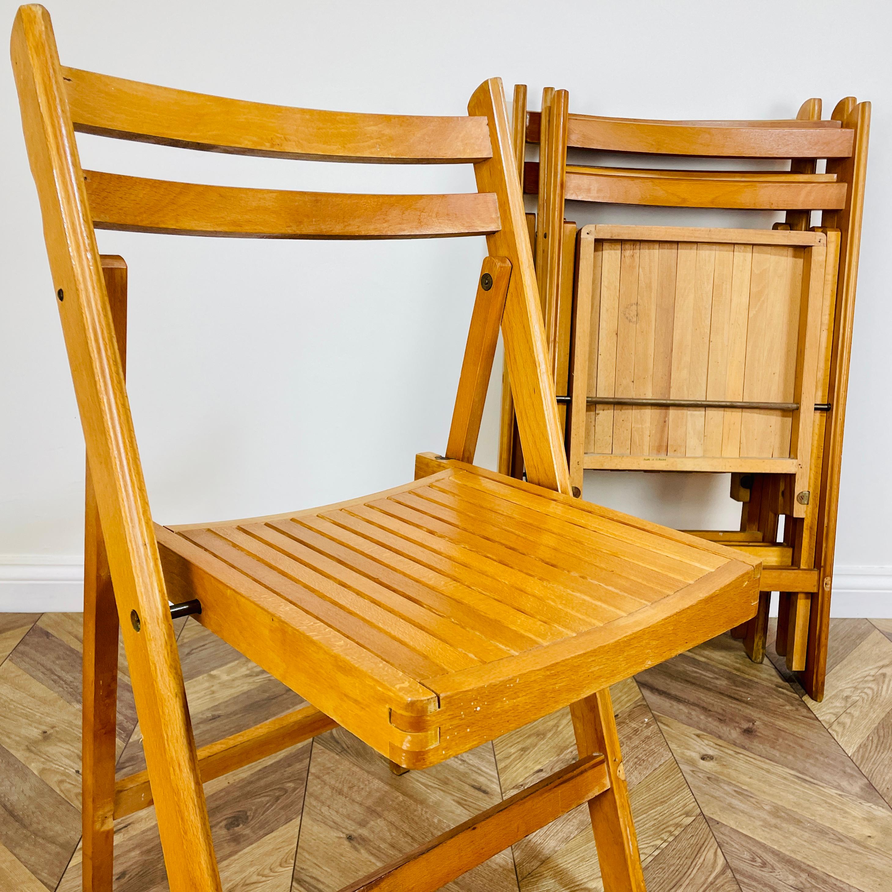 Mid-20th Century Vintage Wooden Folding Chairs by Centa, Set of 4, 1960s