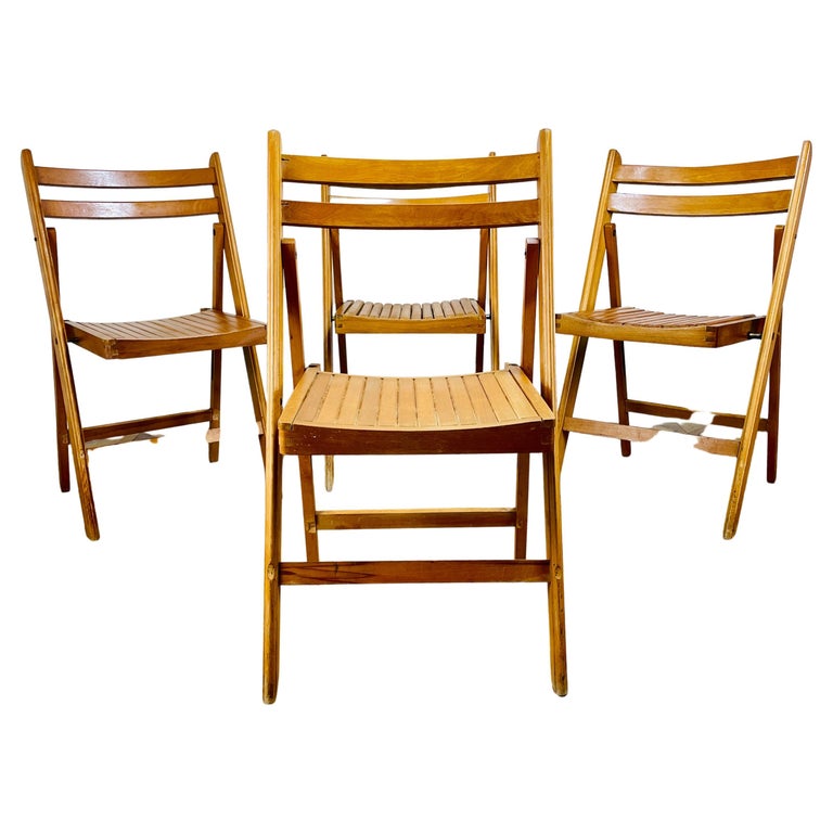 Vintage Wooden Folding Chairs by Centa, Set of 4, 1960s For Sale at 1stDibs