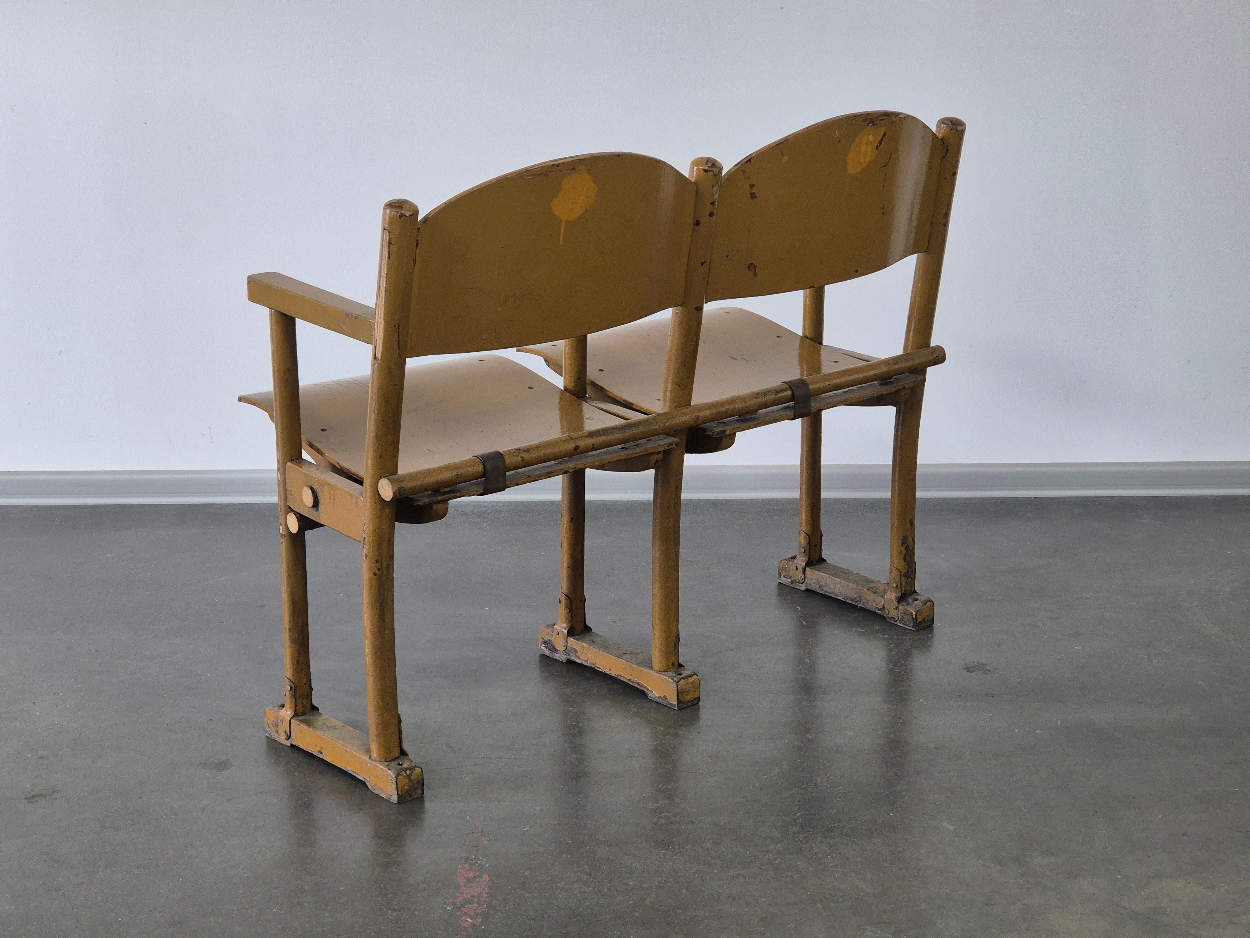 Mid-20th Century Vintage wooden folding cinema chairs For Sale