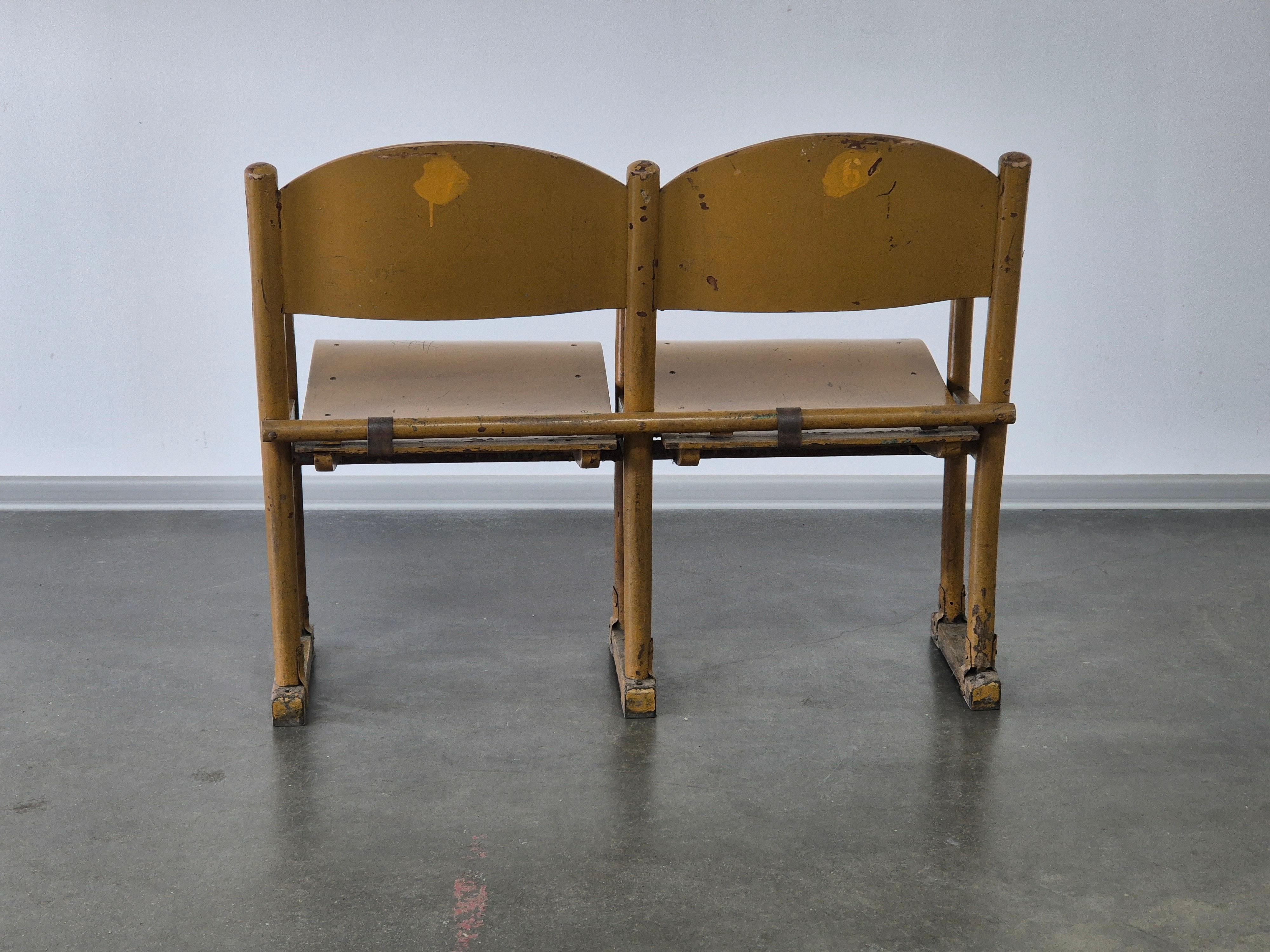 Wood Vintage wooden folding cinema chairs For Sale