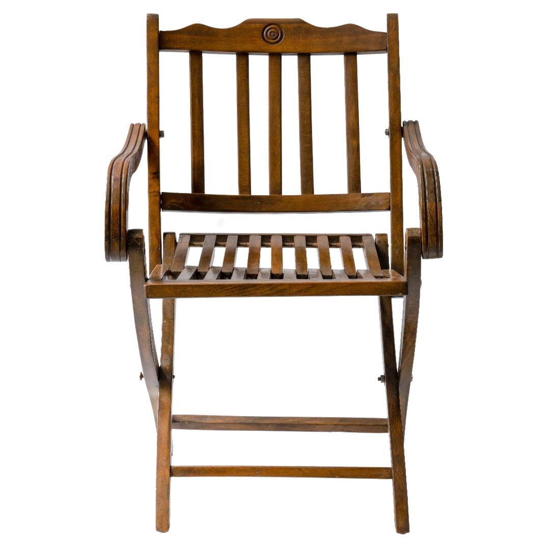  Vintage Wooden Folding Garden Chair For Sale