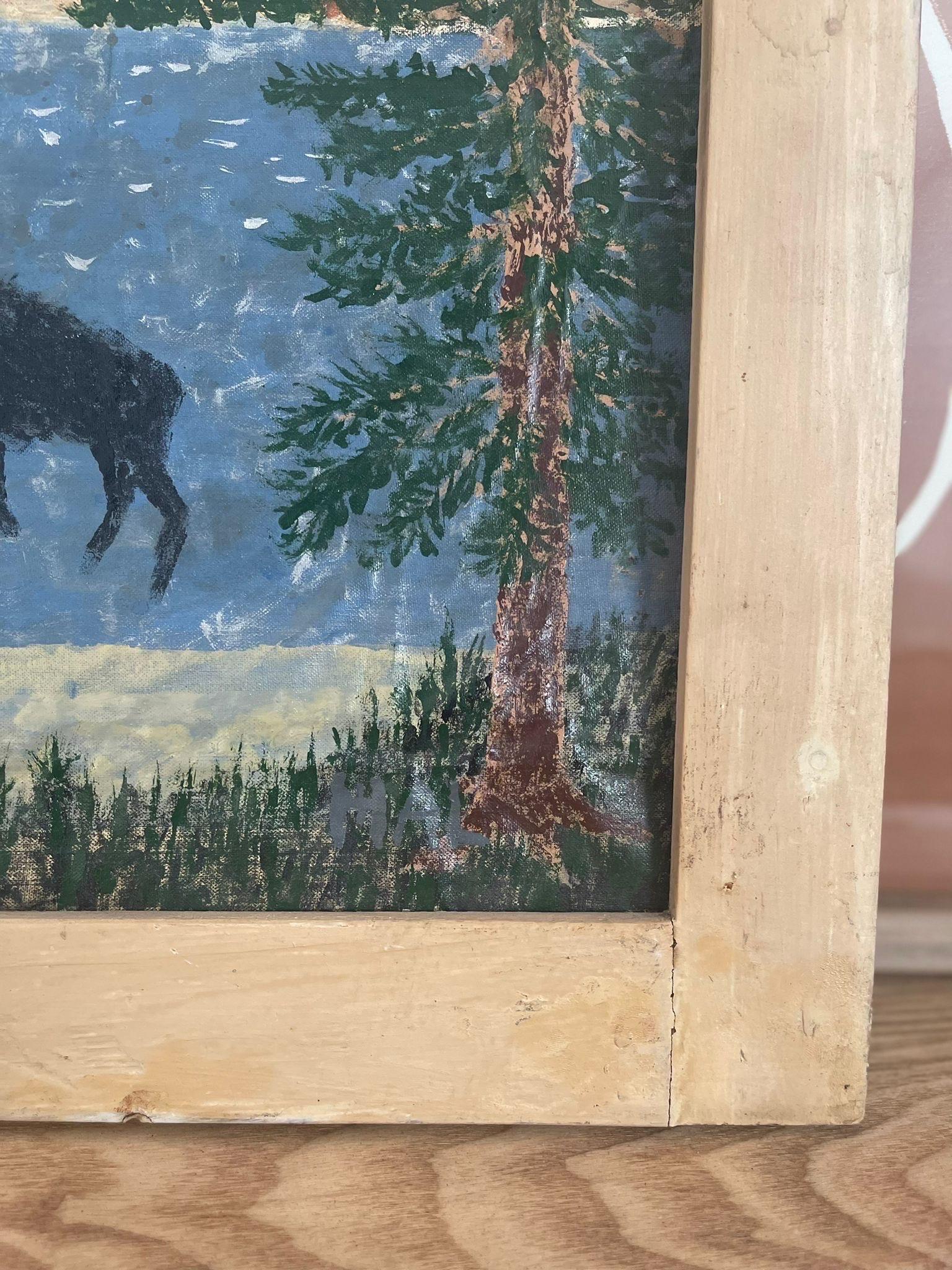 Vintage Holzrahmen Abstrakte Nature Zeichnung. im Angebot 1