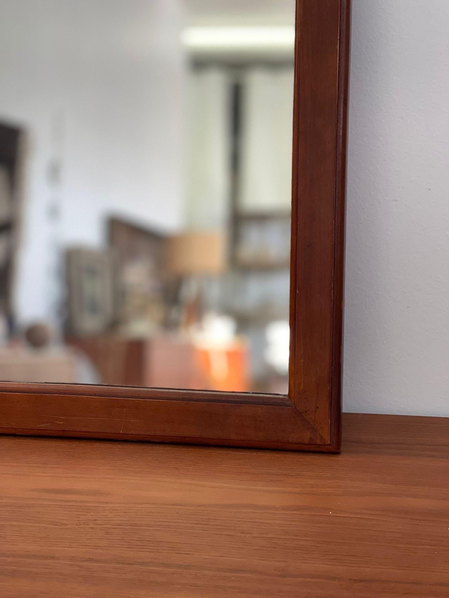 Glass Vintage Wooden Framed Mirror For Sale