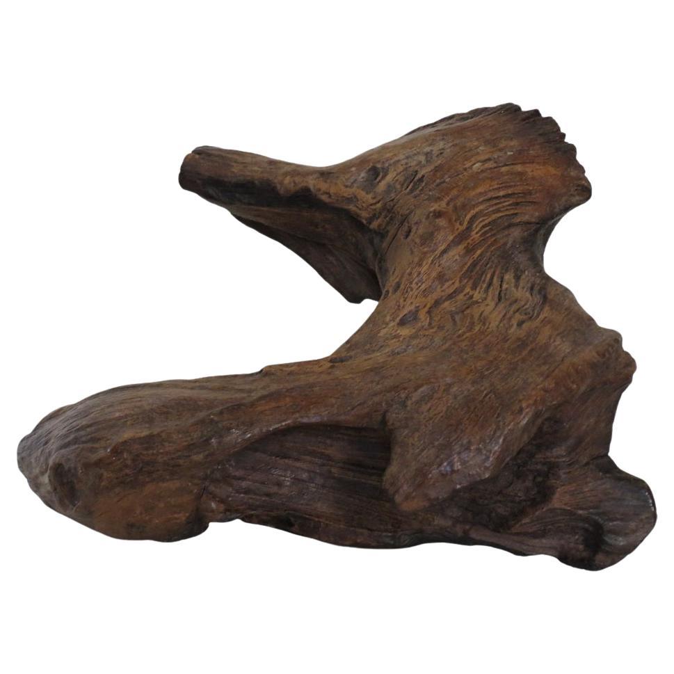 Scultura in legno vintage a forma libera e carbonizzata