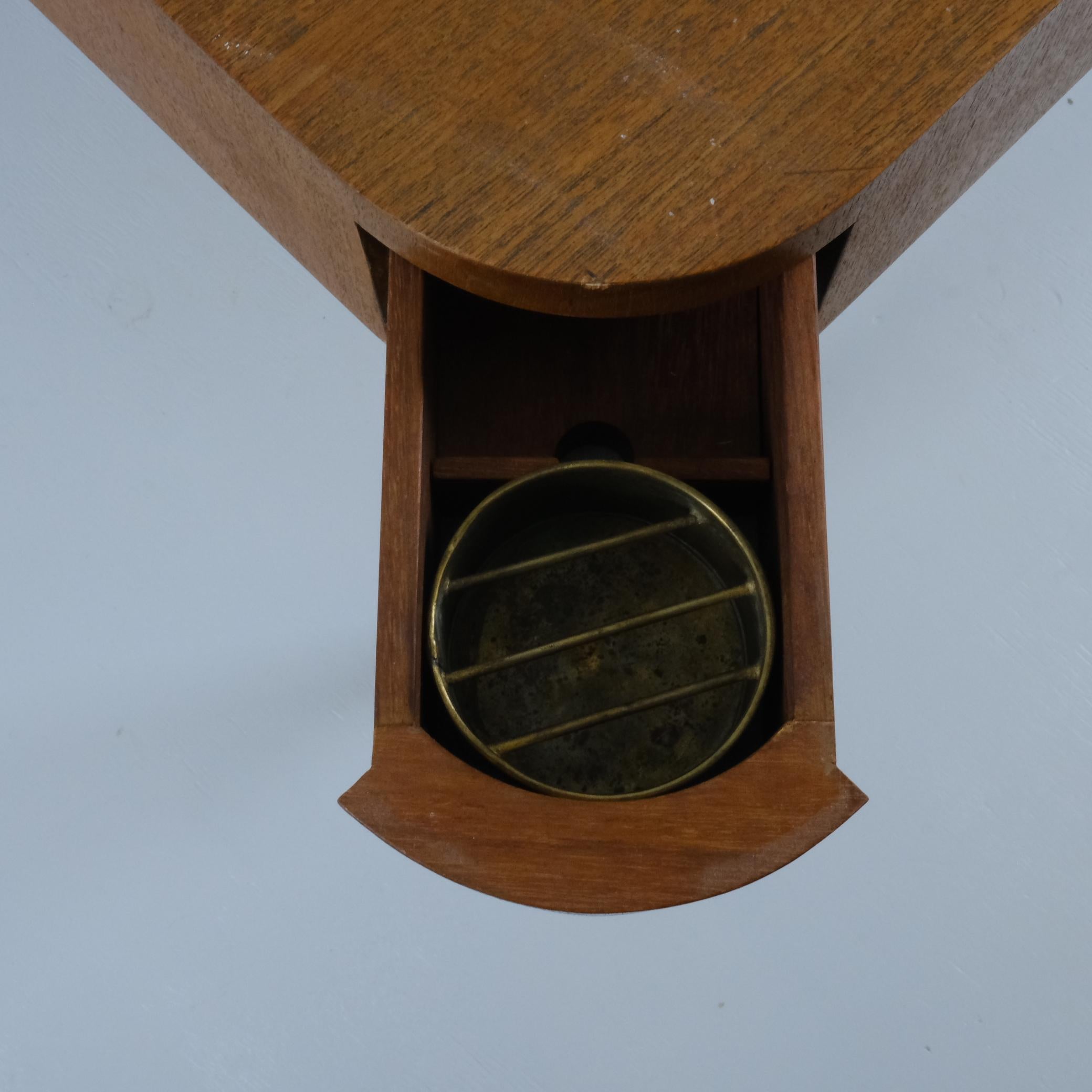 Brass Vintage Wooden Game / Card Table, Attr. to Carin Bryggman, Finland 1950s For Sale