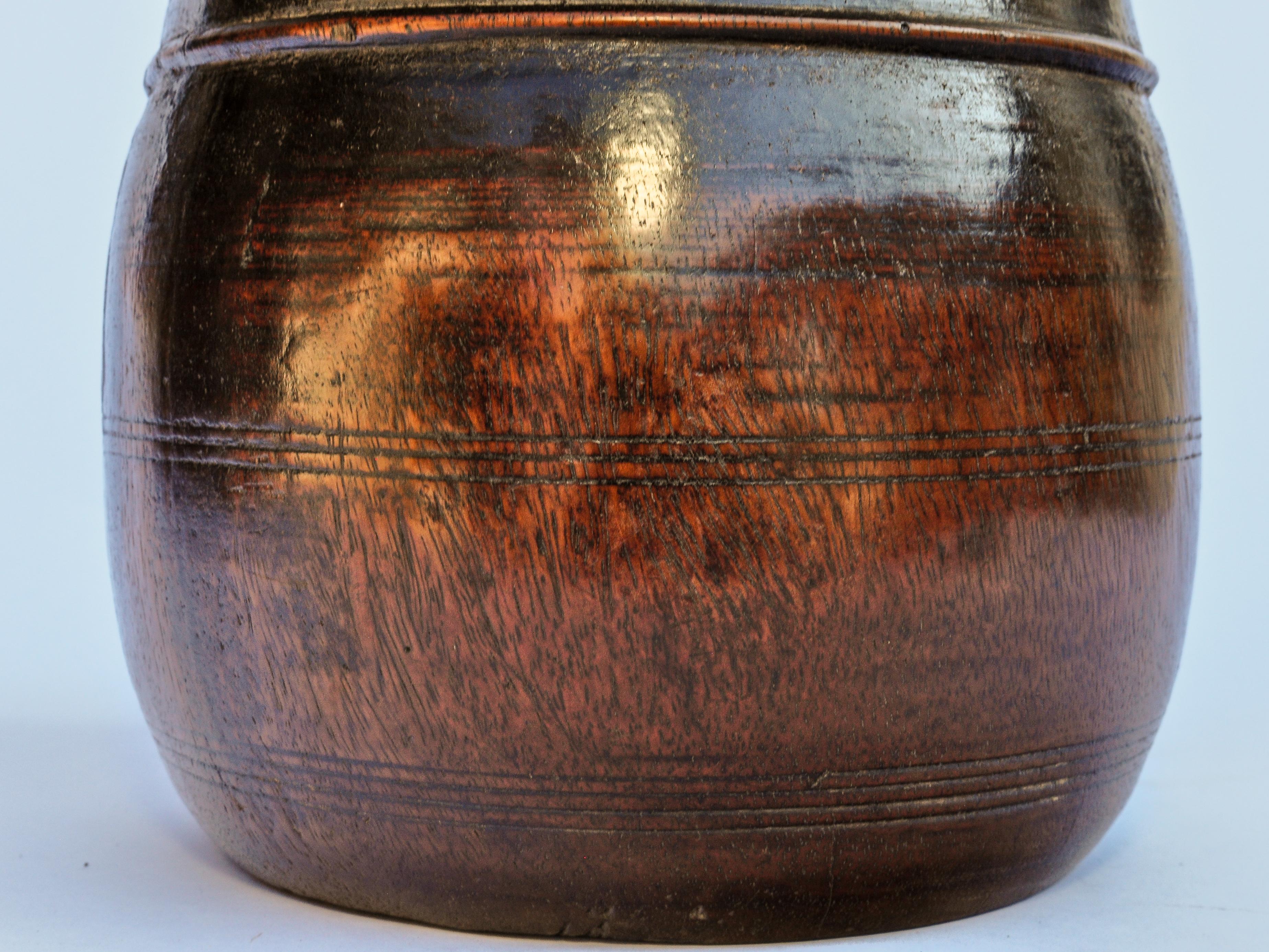 Vintage Wooden Grain Measure Pot from the Mountains of Nepal, Mid-20th Century 10