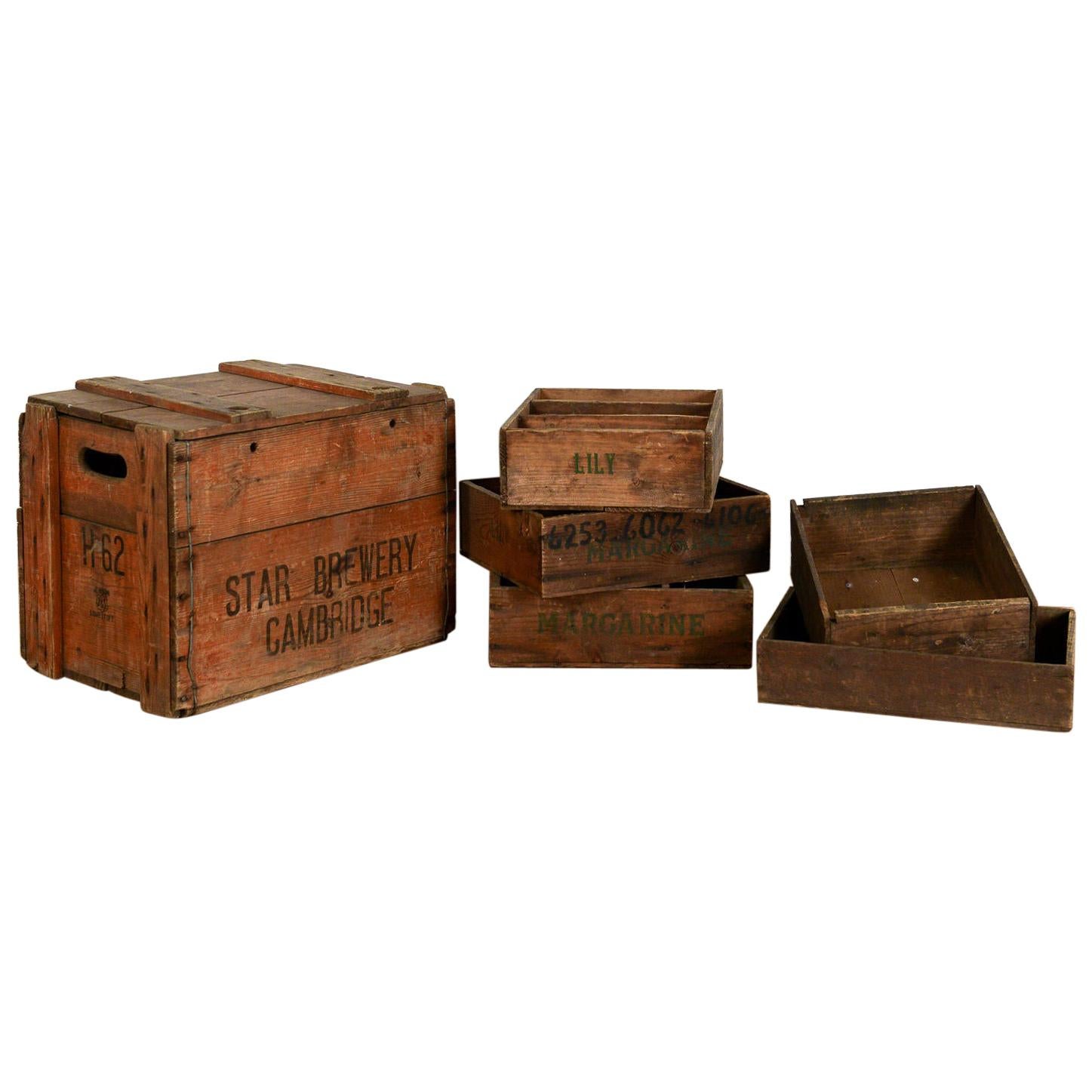 Vintage Wooden Grocery Storage Crates, 20th Century For Sale