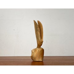 Vintage Wooden Hand Carved Bat Figurine, 1970s