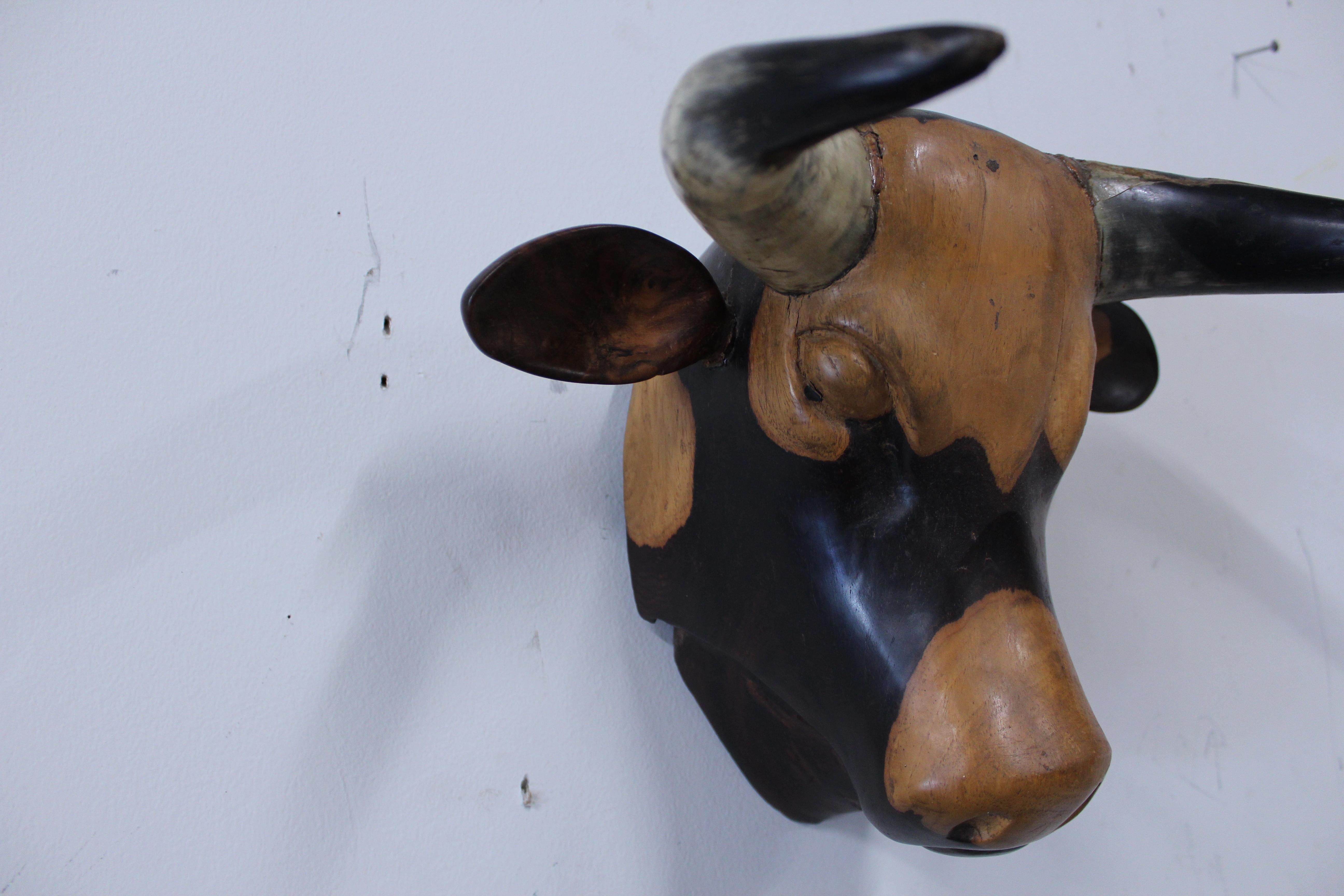 wooden bull head