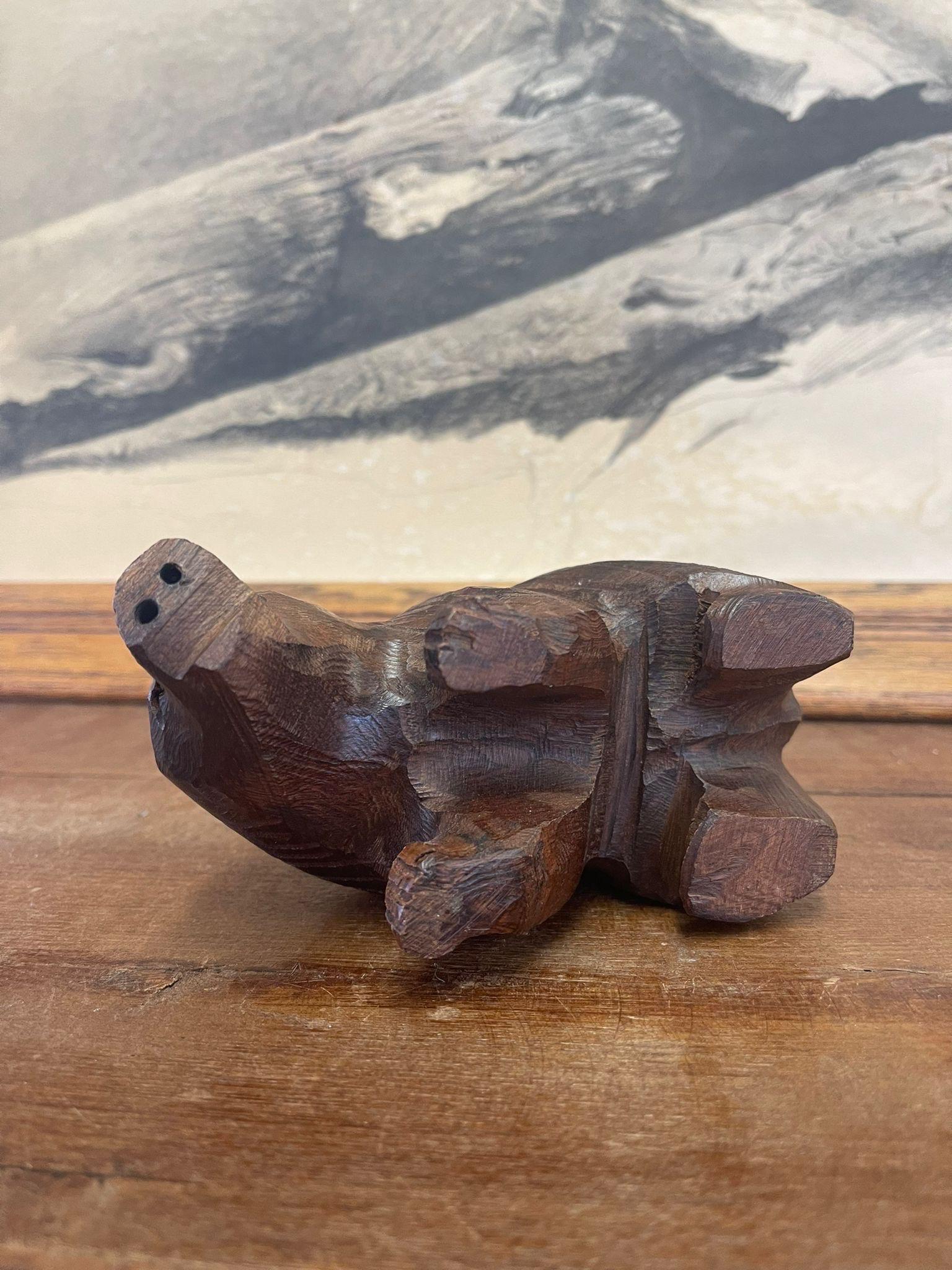 Vintage Wooden Hand Caved Bear Figurines For Sale 2