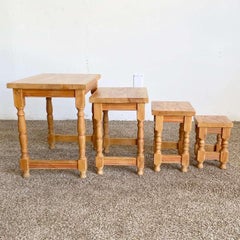 Vintage Wooden Hand Drawn Female Body Form Nesting Tables - Set of 4
