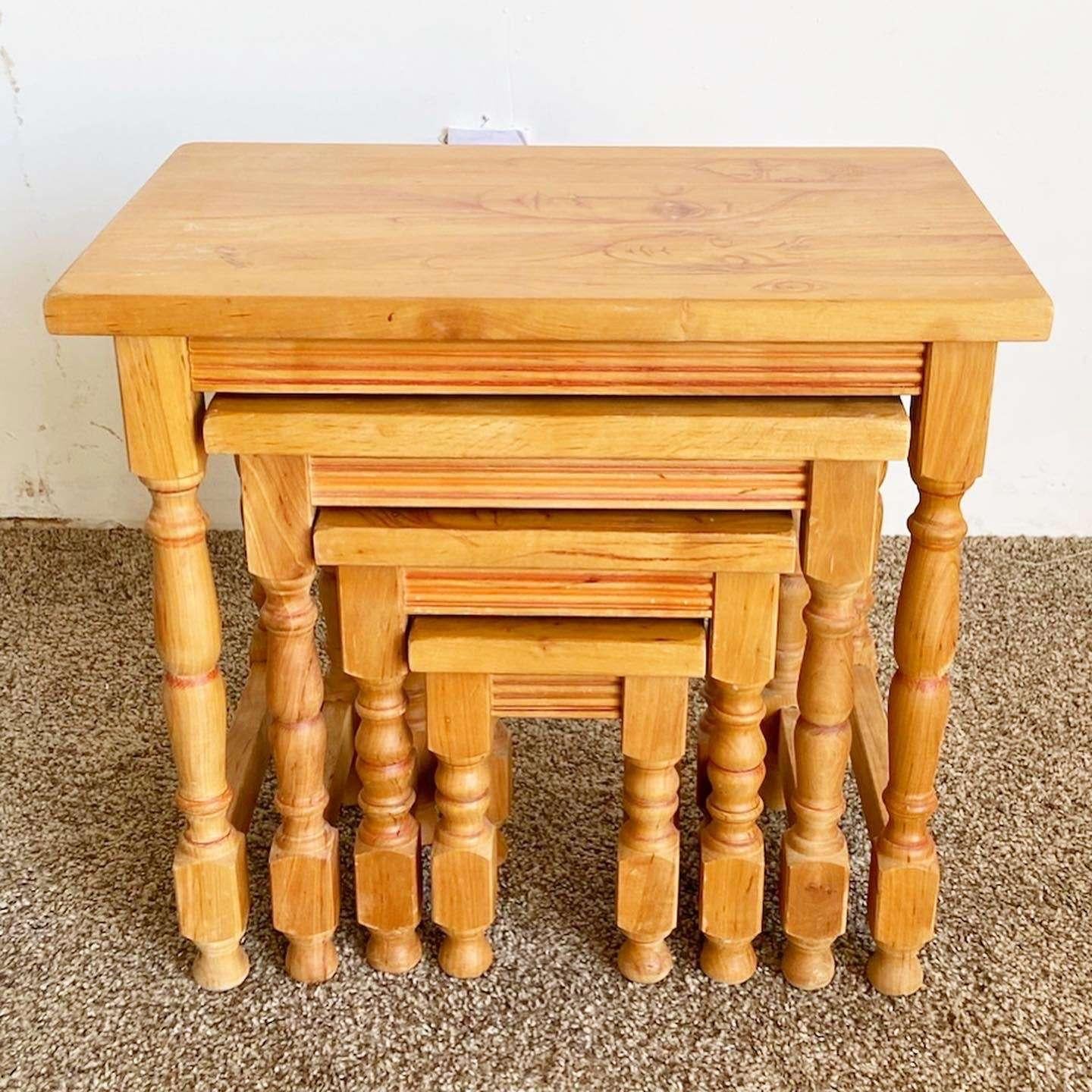 American Vintage Wooden Hand Drawn Female Body Form Nesting Tables - Set of 4 For Sale
