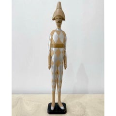 Vintage Wooden Harlequin Jester Figure