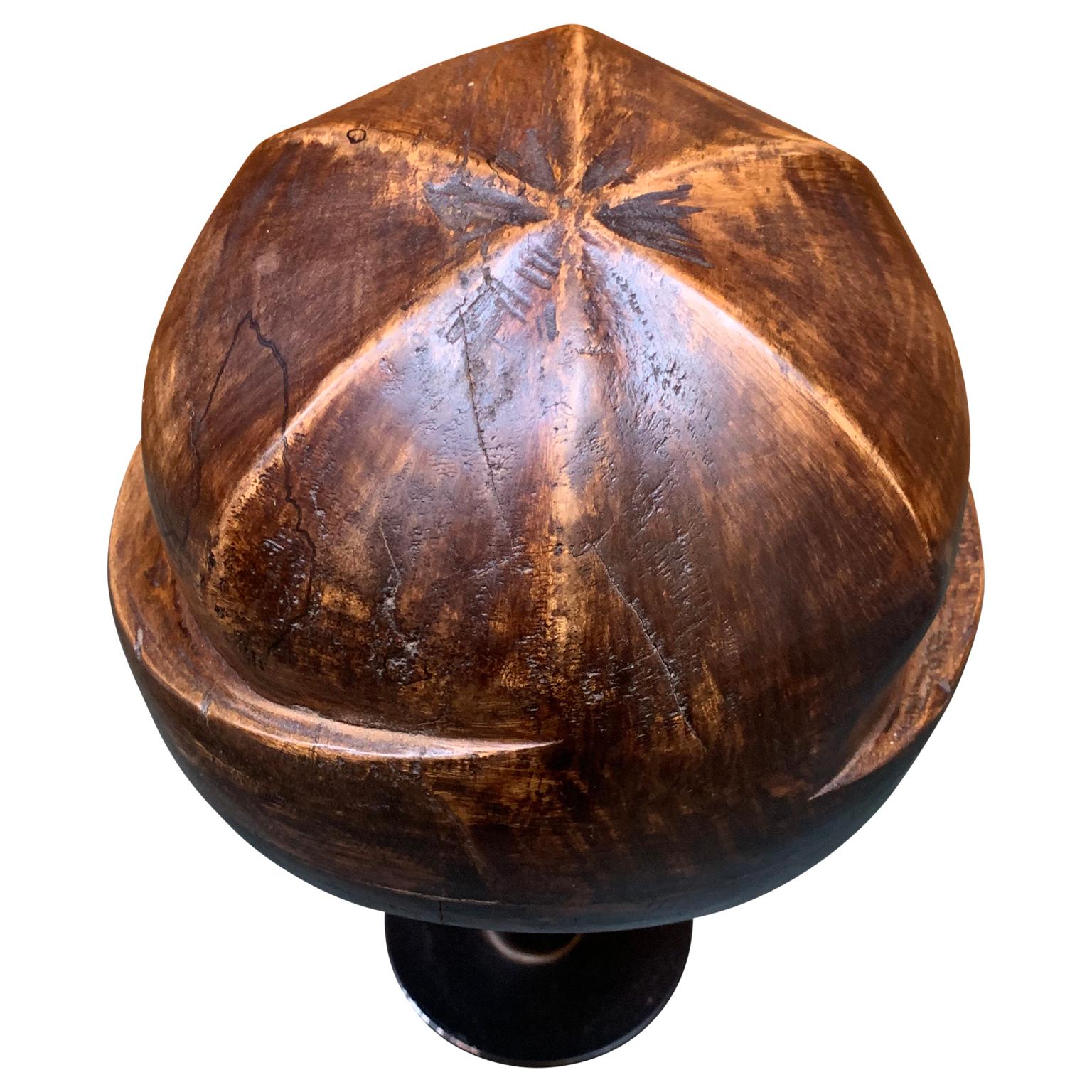 Hand-Crafted Vintage Wooden Hat Form
