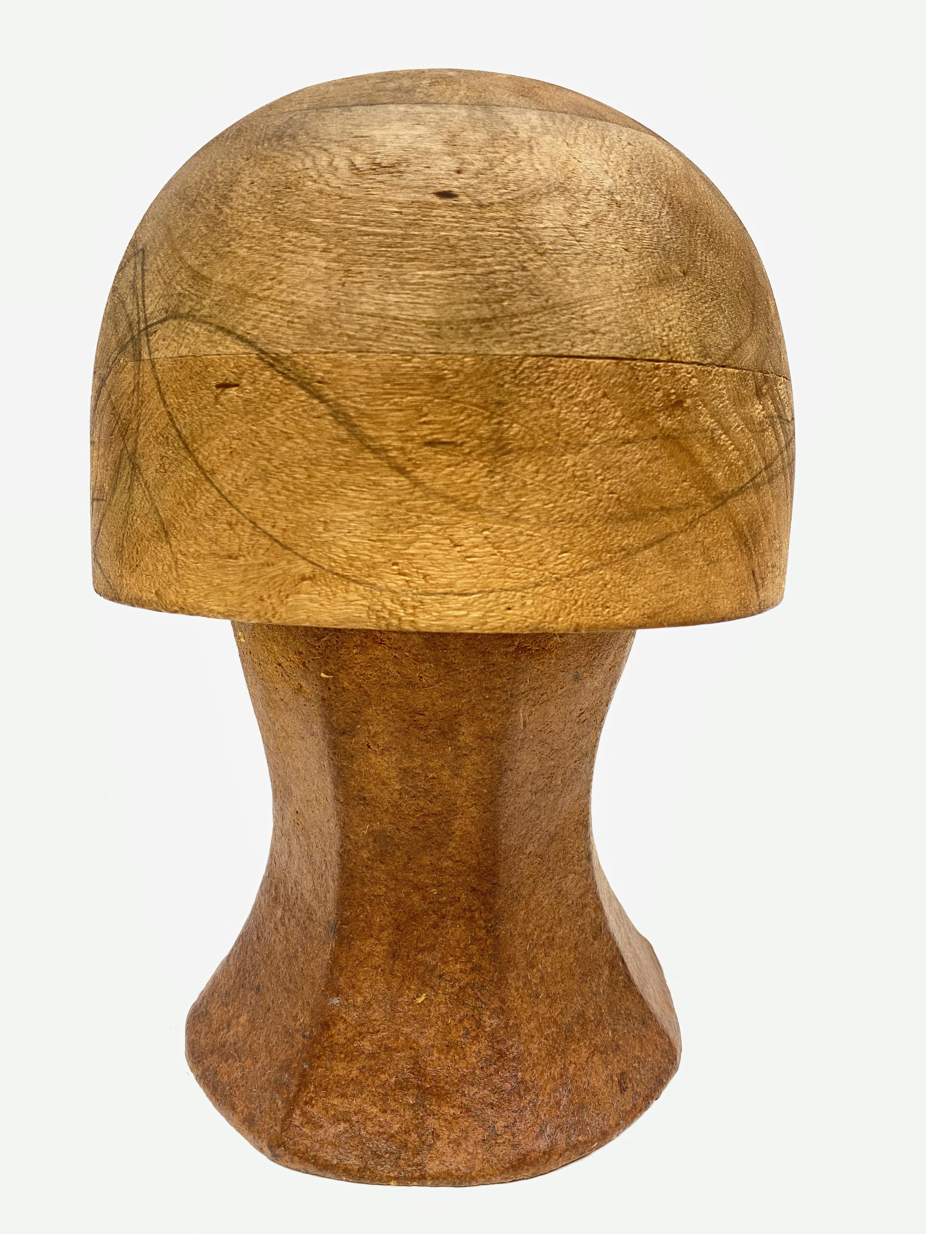 Stunning beautiful wooden hat form mold, found at an estate sale in Vienna, Austria. Has the form of the typical Art Deco style. So we believe it was made in the 1930s. Nice decoration item or a beautiful stand to display your hat in the dressing