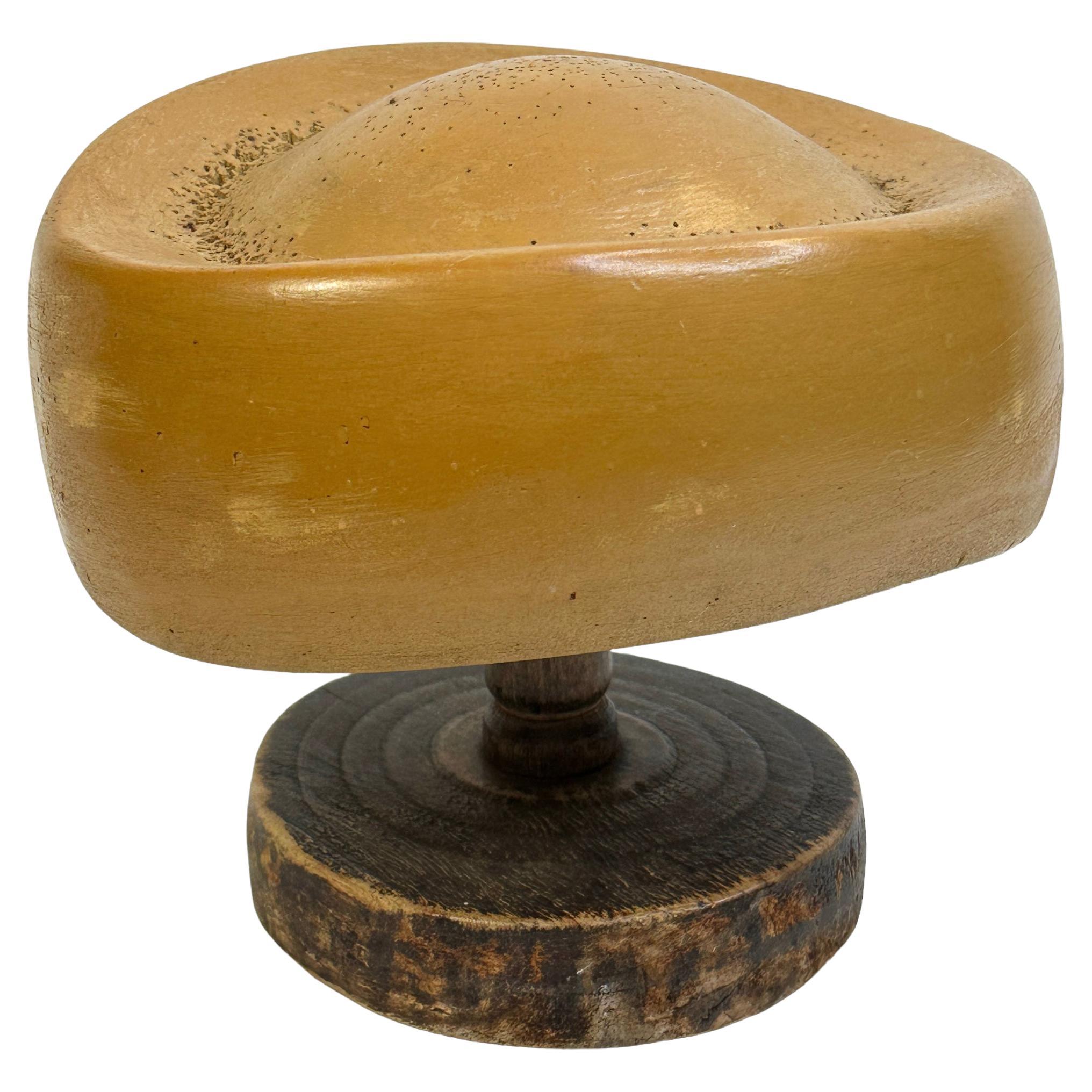 Stunning beautiful wooden hat form mold, found at an estate sale in Vienna, Austria. Has the form of the typical Art Deco style. So we believe it was made in the 1920s. Nice decoration item or a beautiful stand to display your hat in the dressing