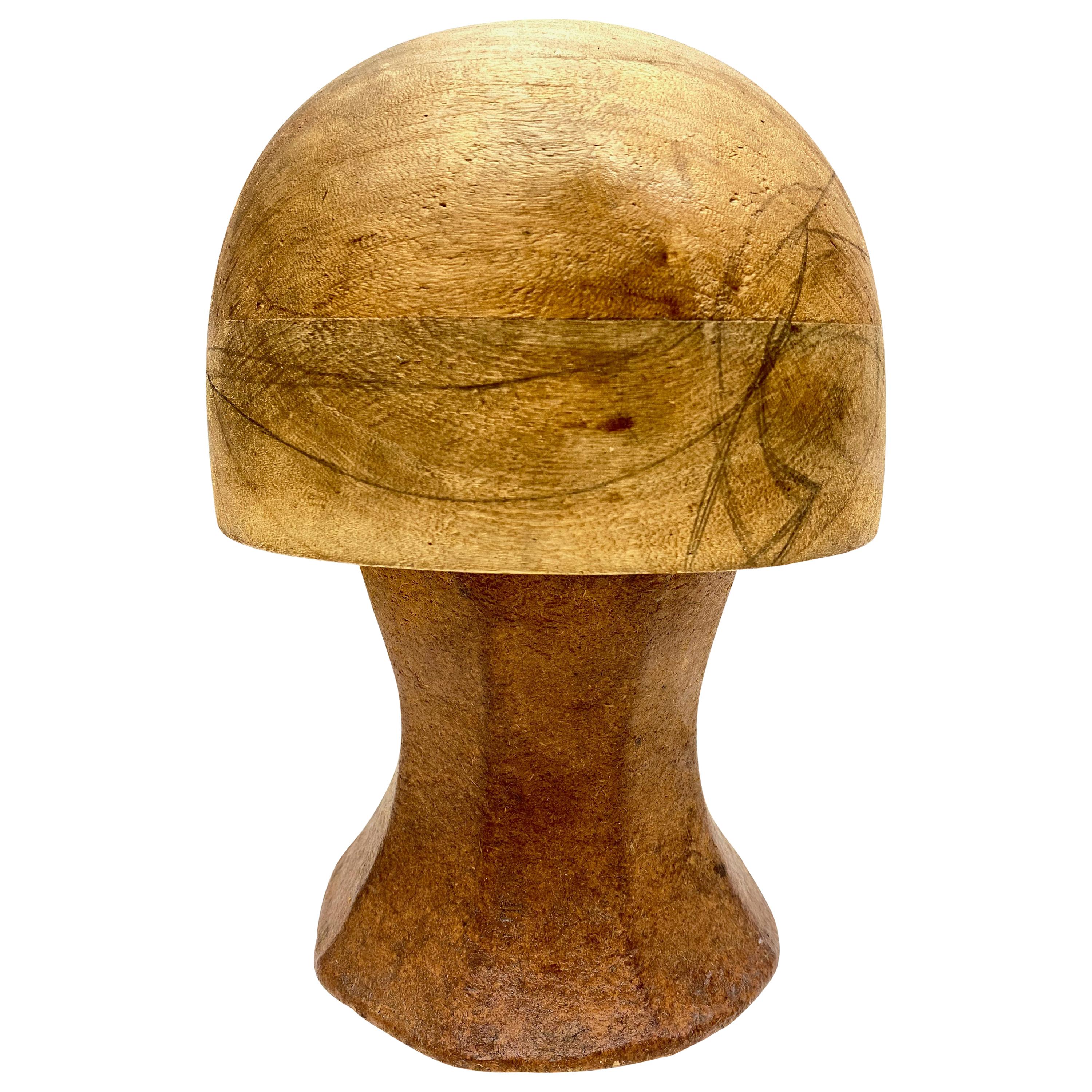 Vintage Wooden Hat Form Mold, Vienna, Austria, 1930s
